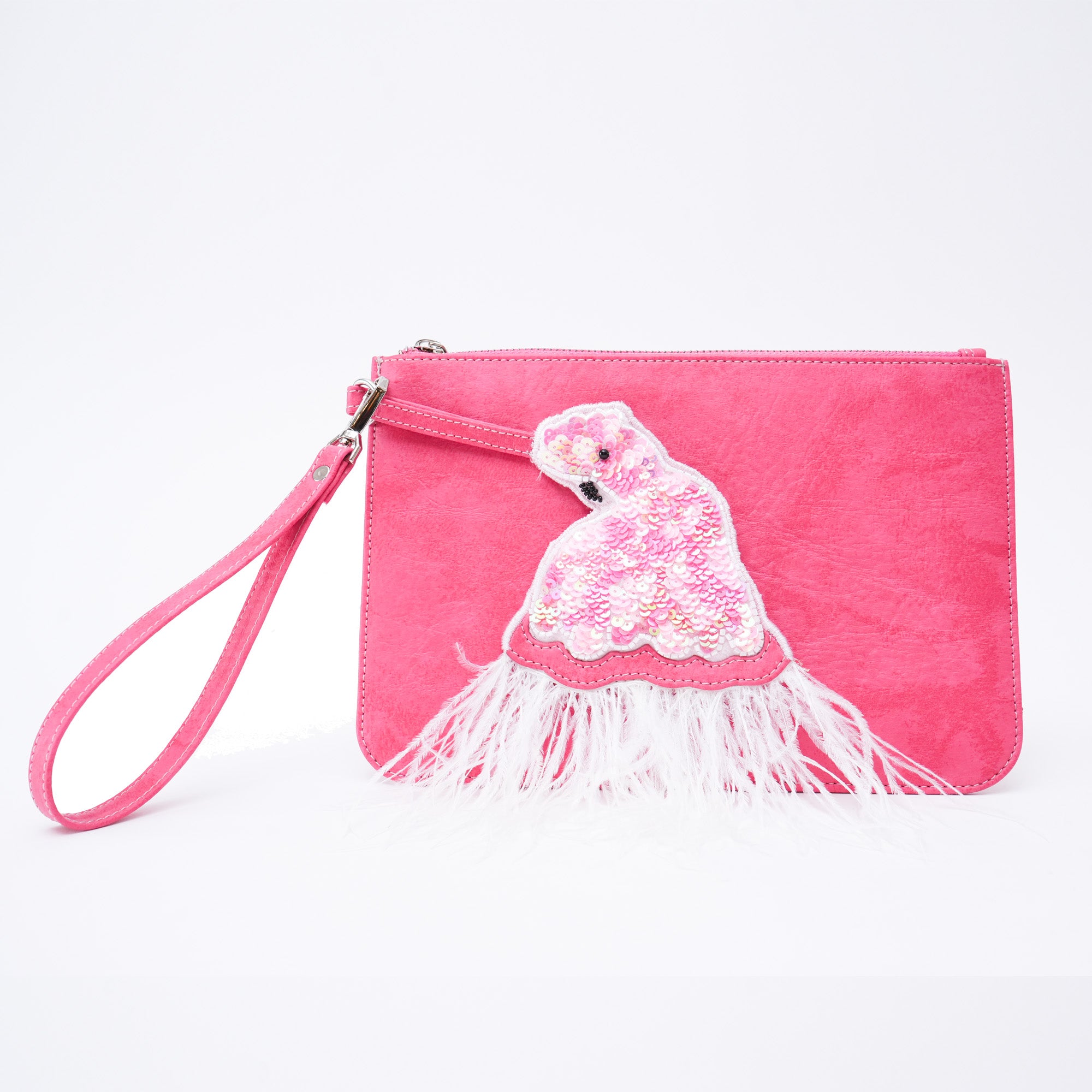 Red Embroidered Clutch Bag