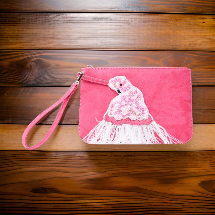 Red Embroidered Clutch Bag