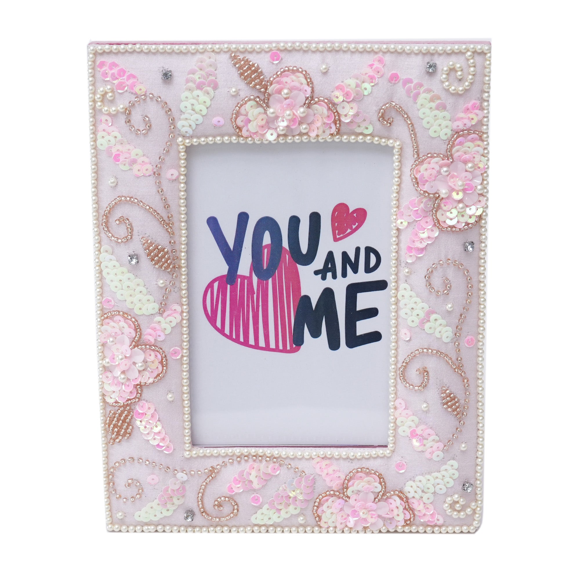 Embroidered Pink Picture Frame