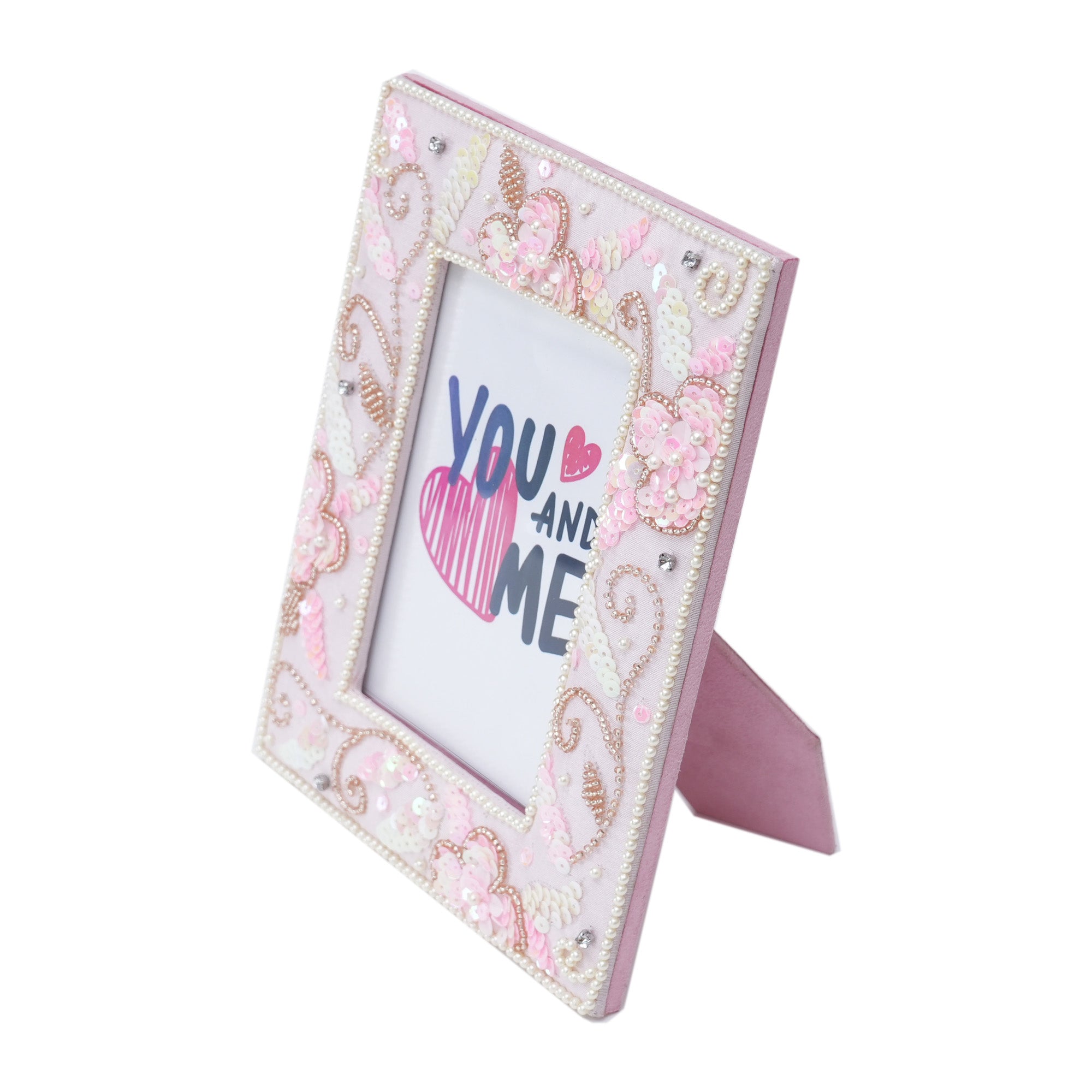 Embroidered Pink Picture Frame