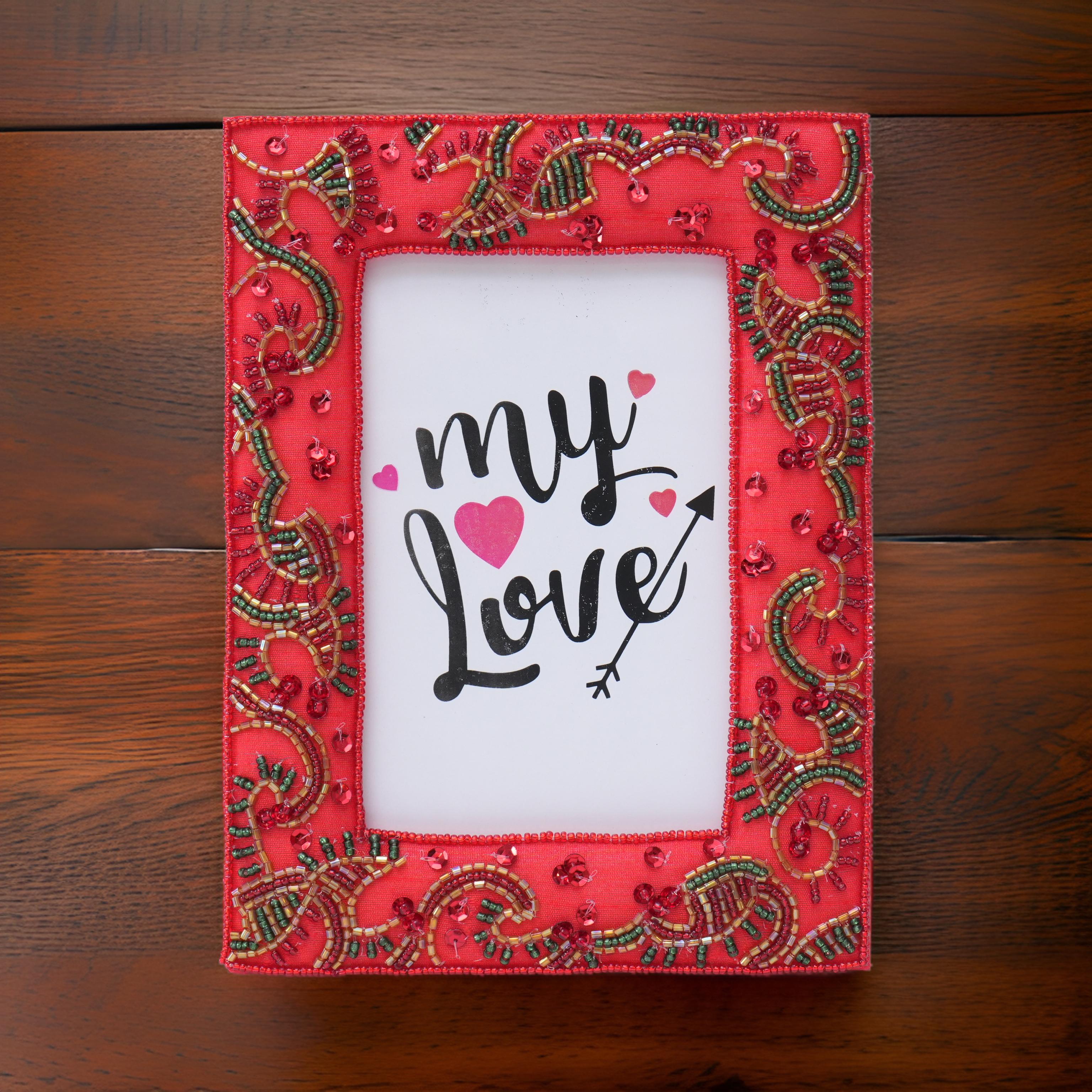 Embroidered Red Picture Frame for Valentine's Day