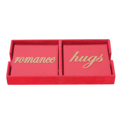 Red Colored Glass Coaster Set of Eight