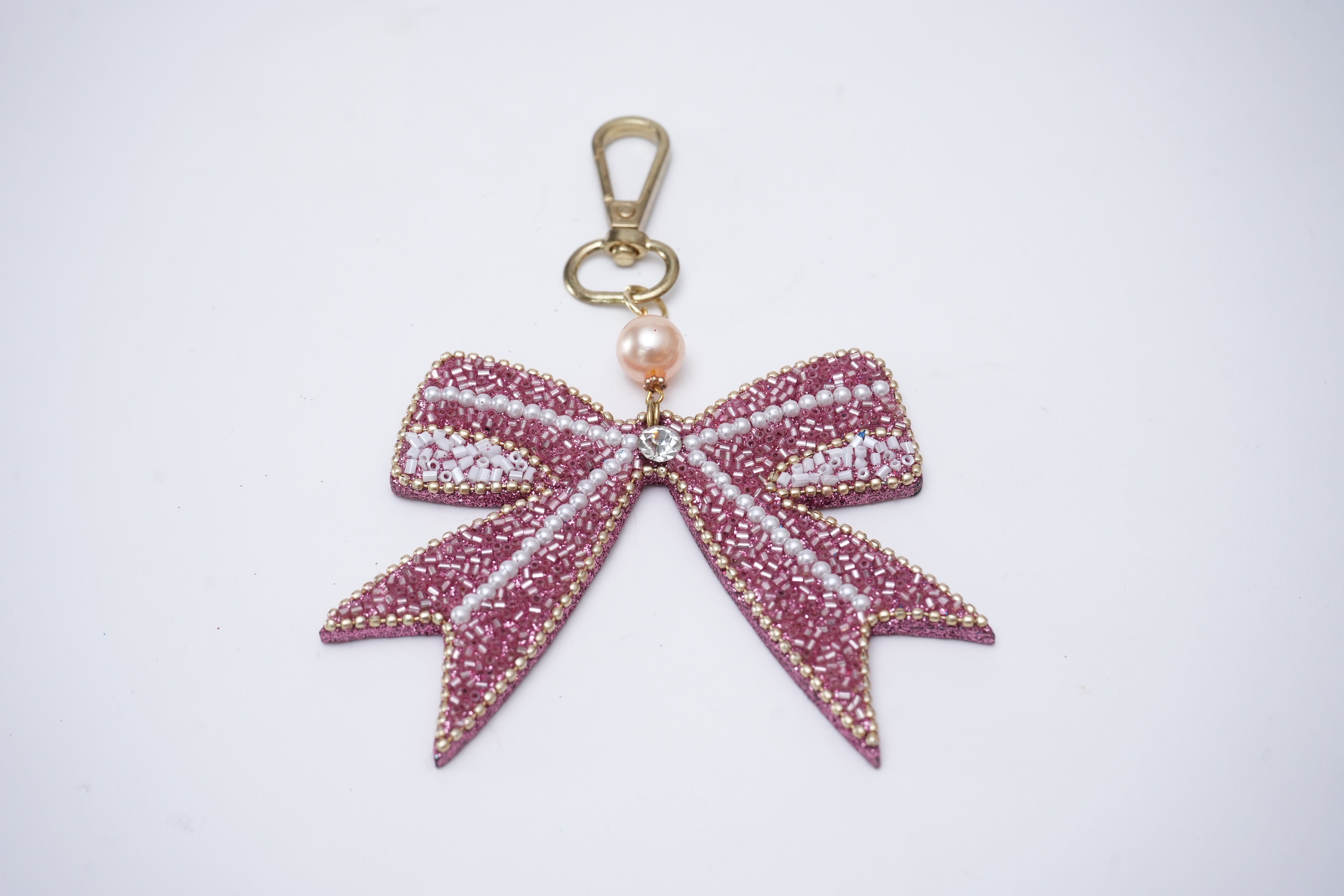 Pink Lacquered Bow Bag Charm for Valentine's Day