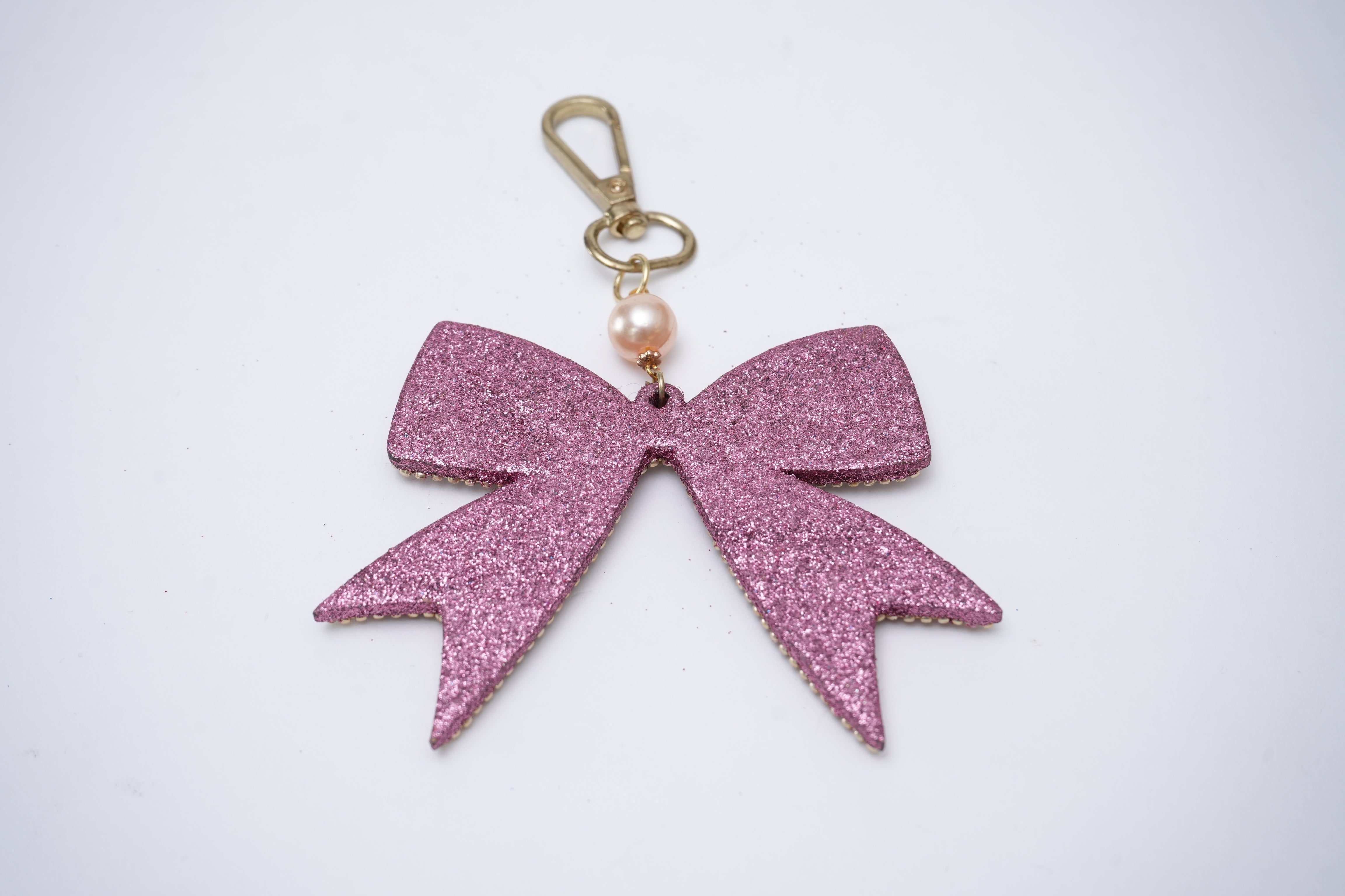 Pink Lacquered Bow Bag Charm for Valentine's Day