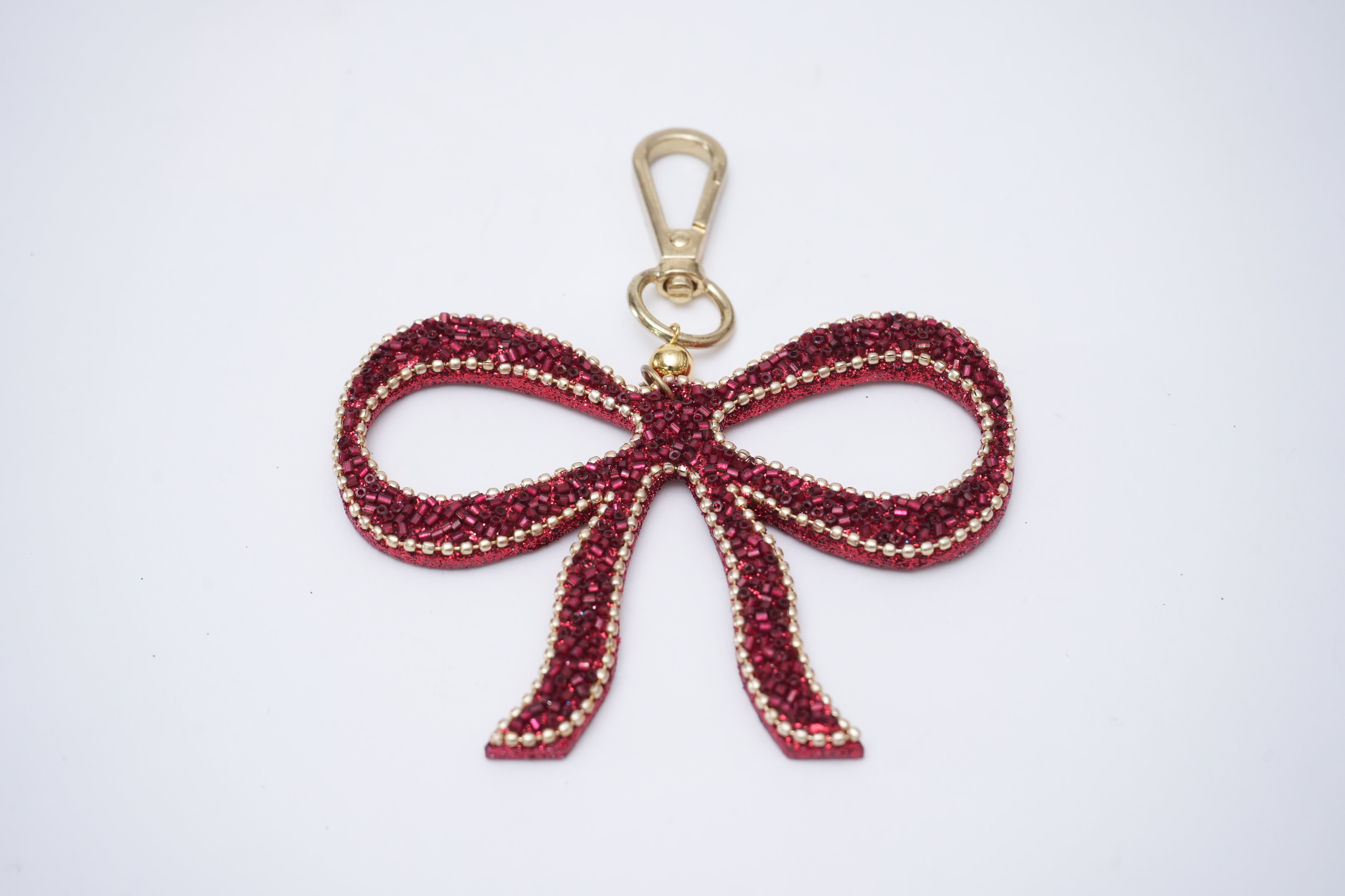 Red Lacquered Bow Bag Charm for Valentine's Day
