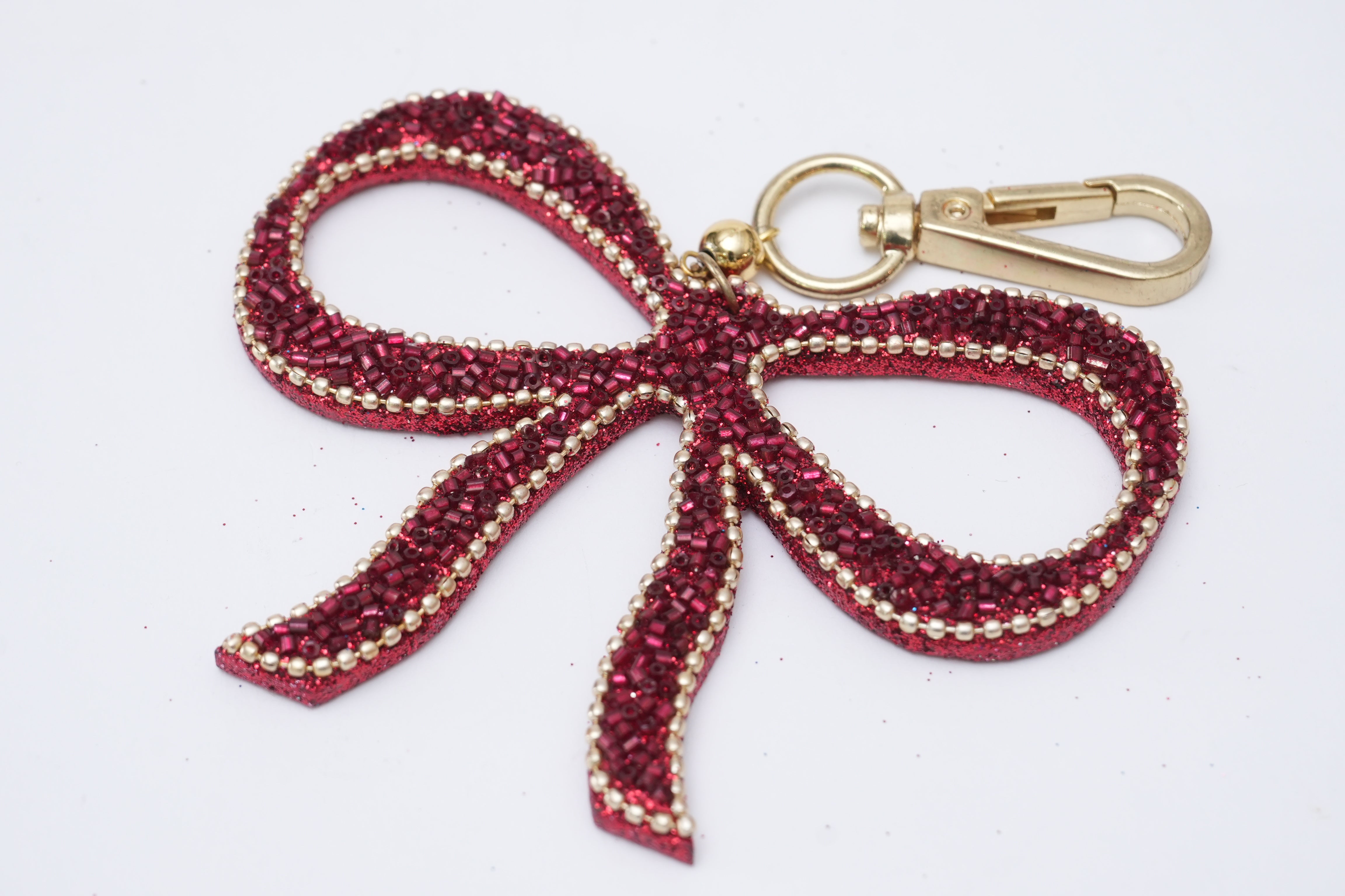 Red Lacquered Bow Bag Charm for Valentine's Day