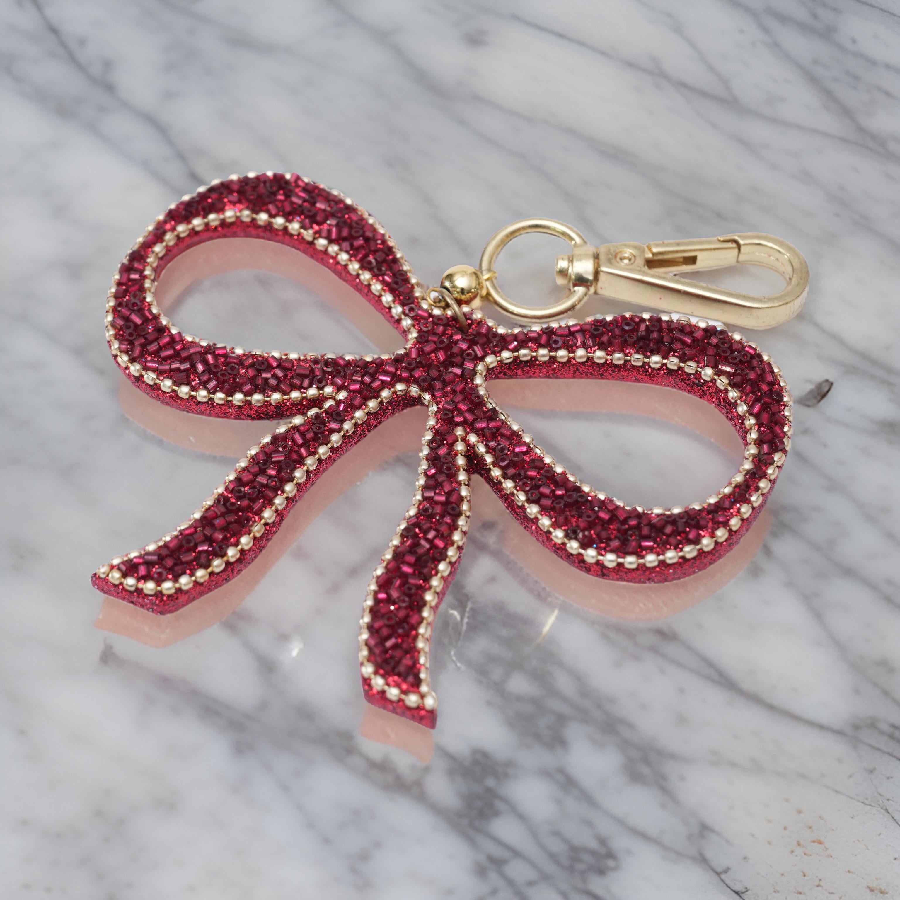  Red Lacquered Bow Bag Charm for Valentine's Day 
