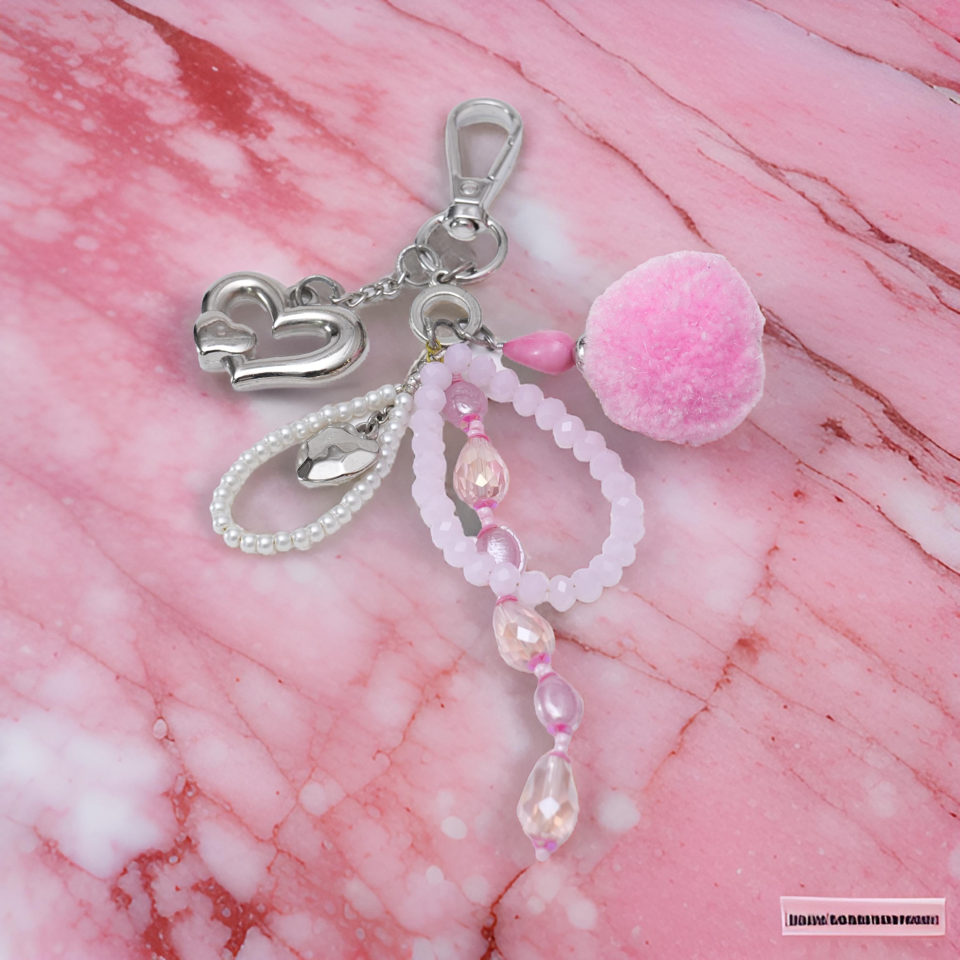  Pink Beaded Bag Charm for Valentine's Day 