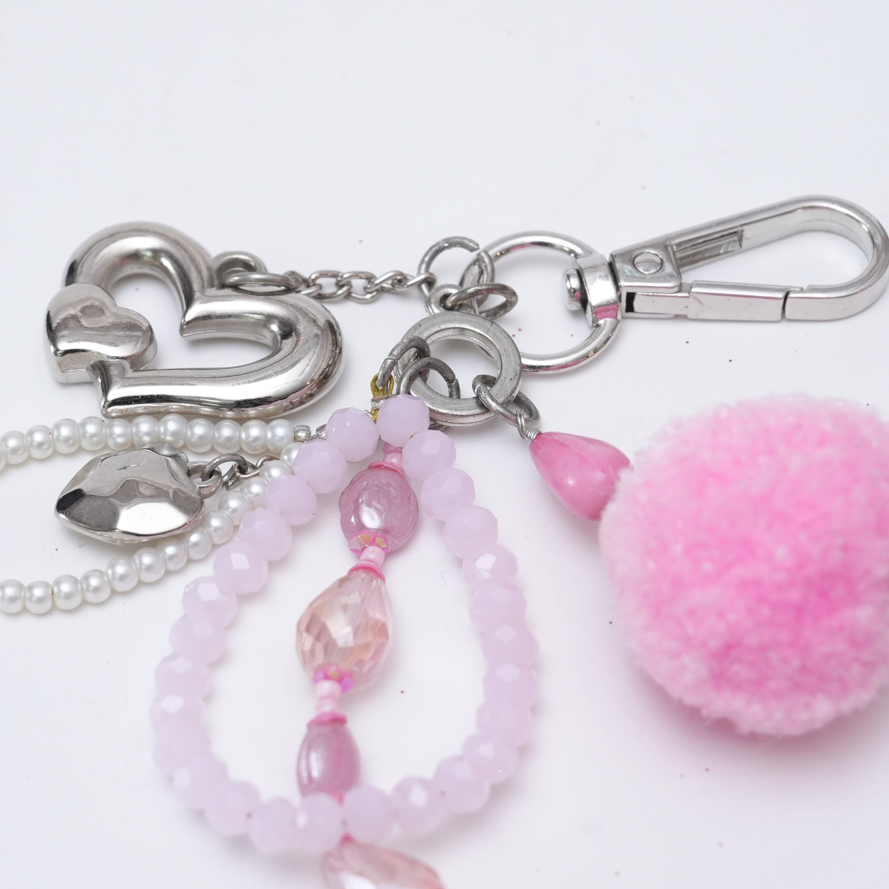 Pink Beaded Bag Charm for Valentine's Day