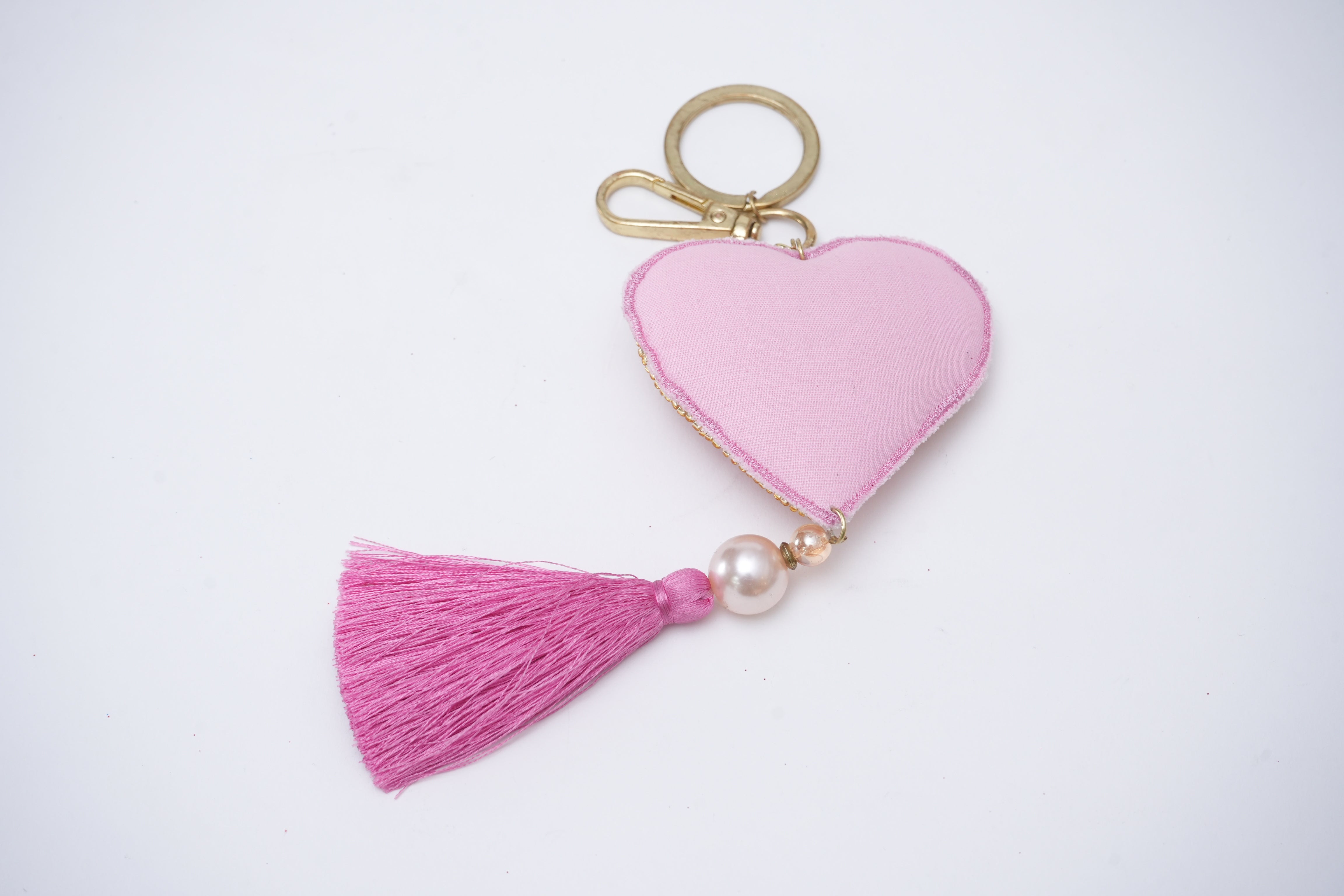 Heart shaped Hand Embroidered Bag Charm for Valentine's Day
