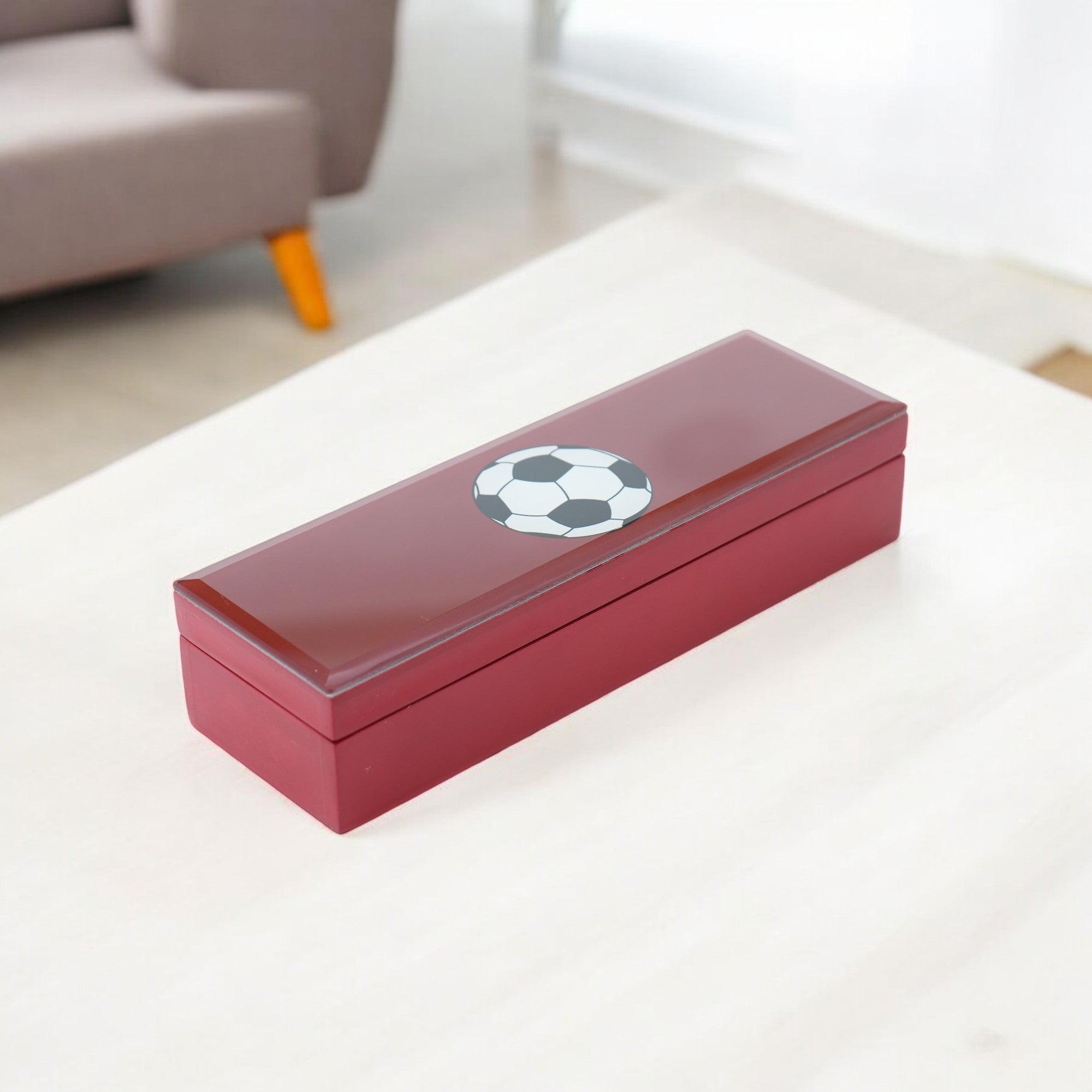 Premium Glass Pen Box with Football Design