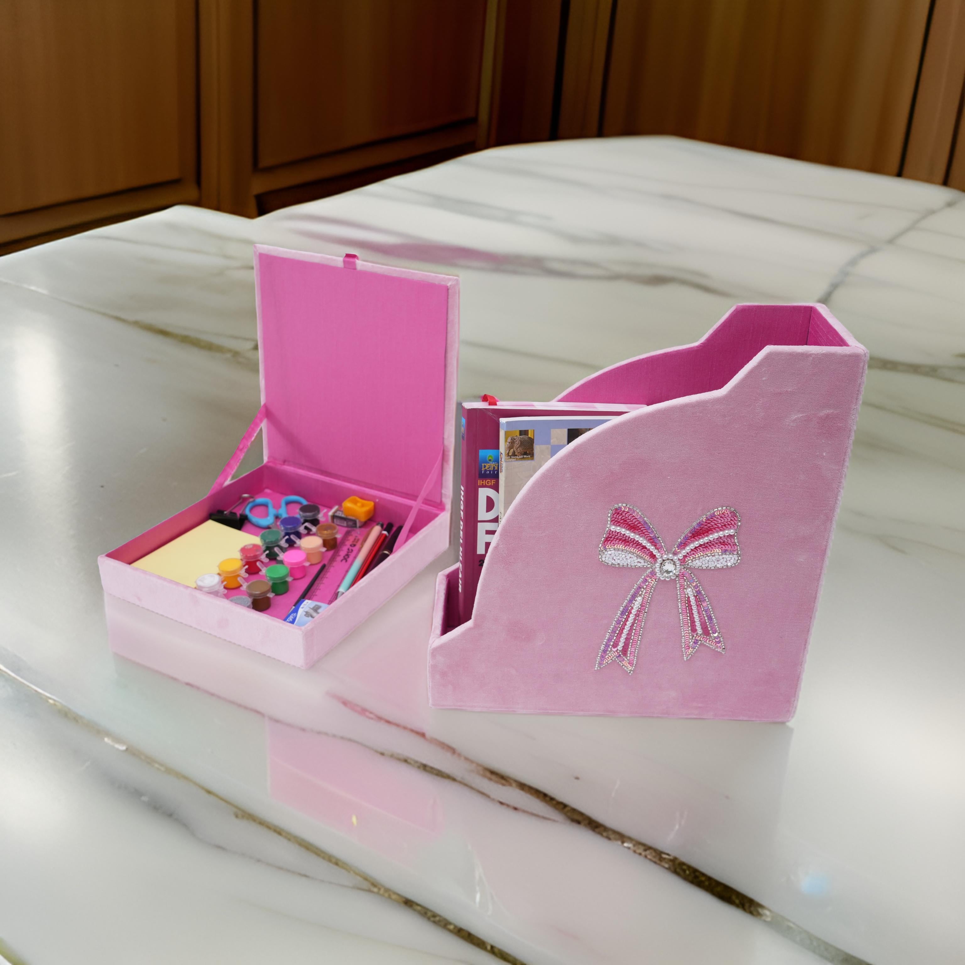 Bow Designed Magazine & Stationery Organizer (Set of 2)