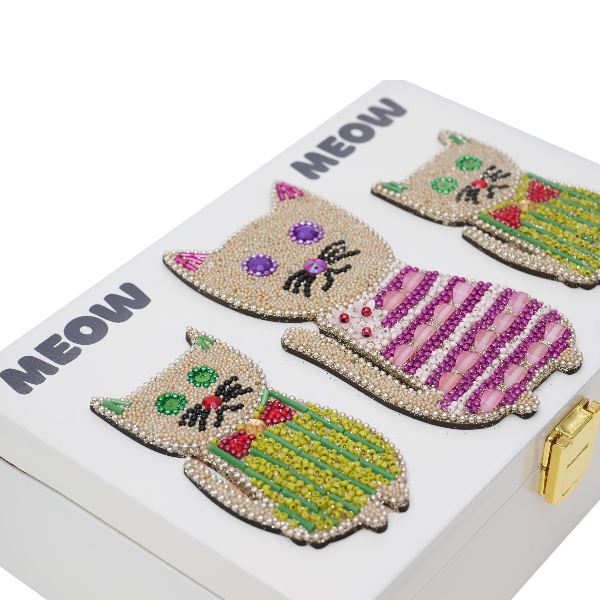 Cat Beaded Design Storage Box for Kids