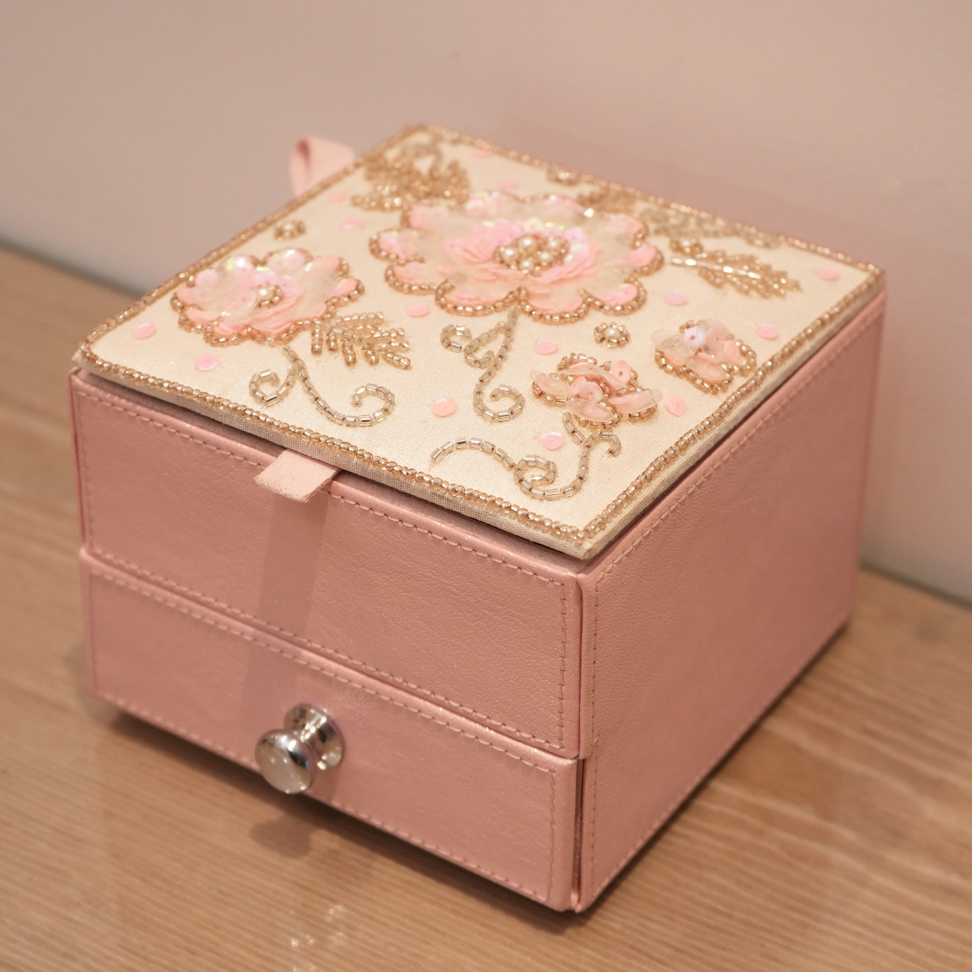  Fabric Glass Beaded Jewellery Drawer Box for Valentine Day 