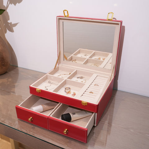 Embroidered Butterfly Jewelry Box With Mirror