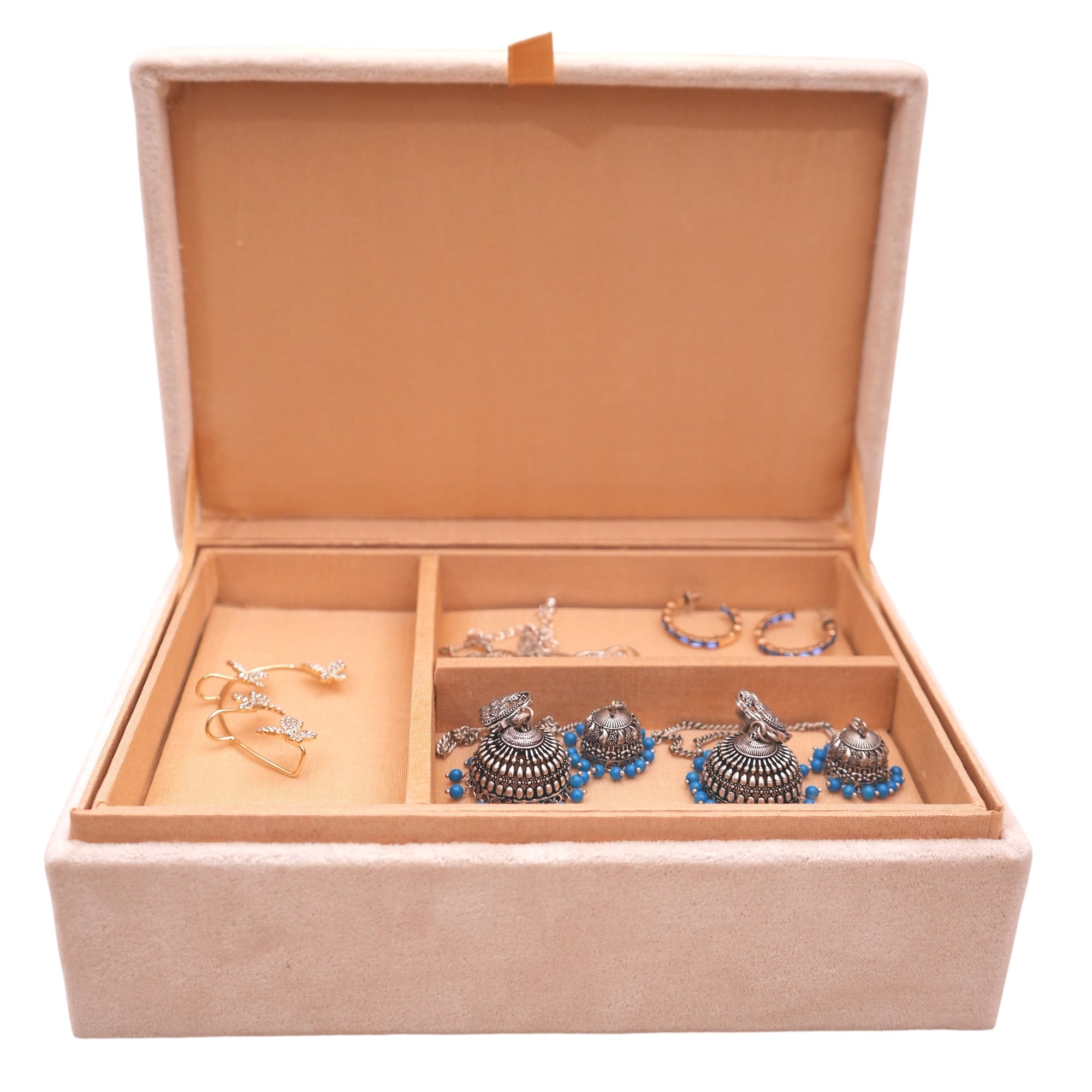 Crown Embroidered Velvet Jewellery Box