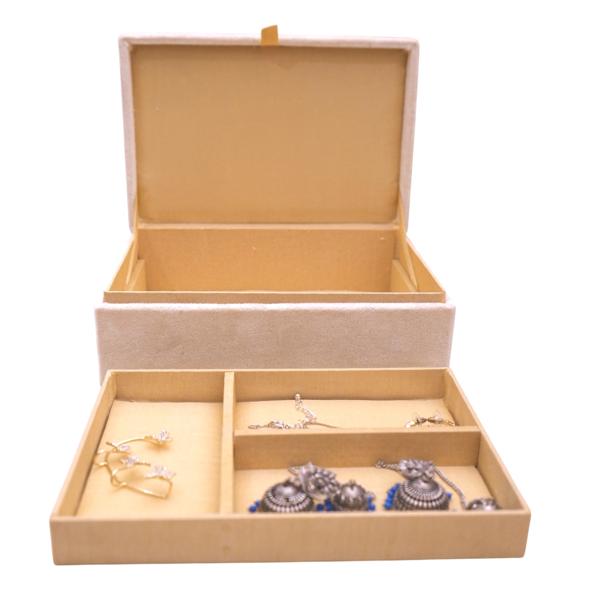 Crown Embroidered Velvet Jewellery Box