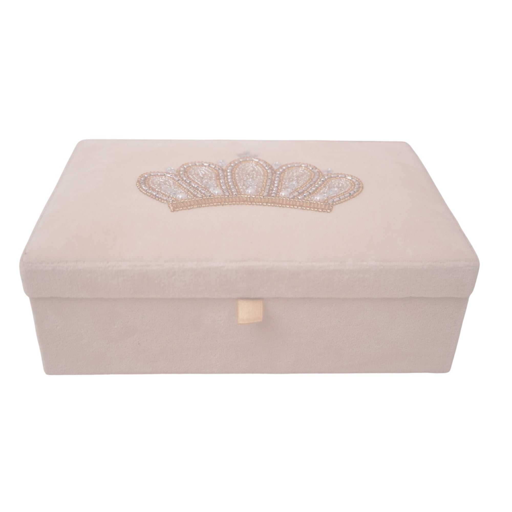Crown Embroidered Velvet Jewellery Box