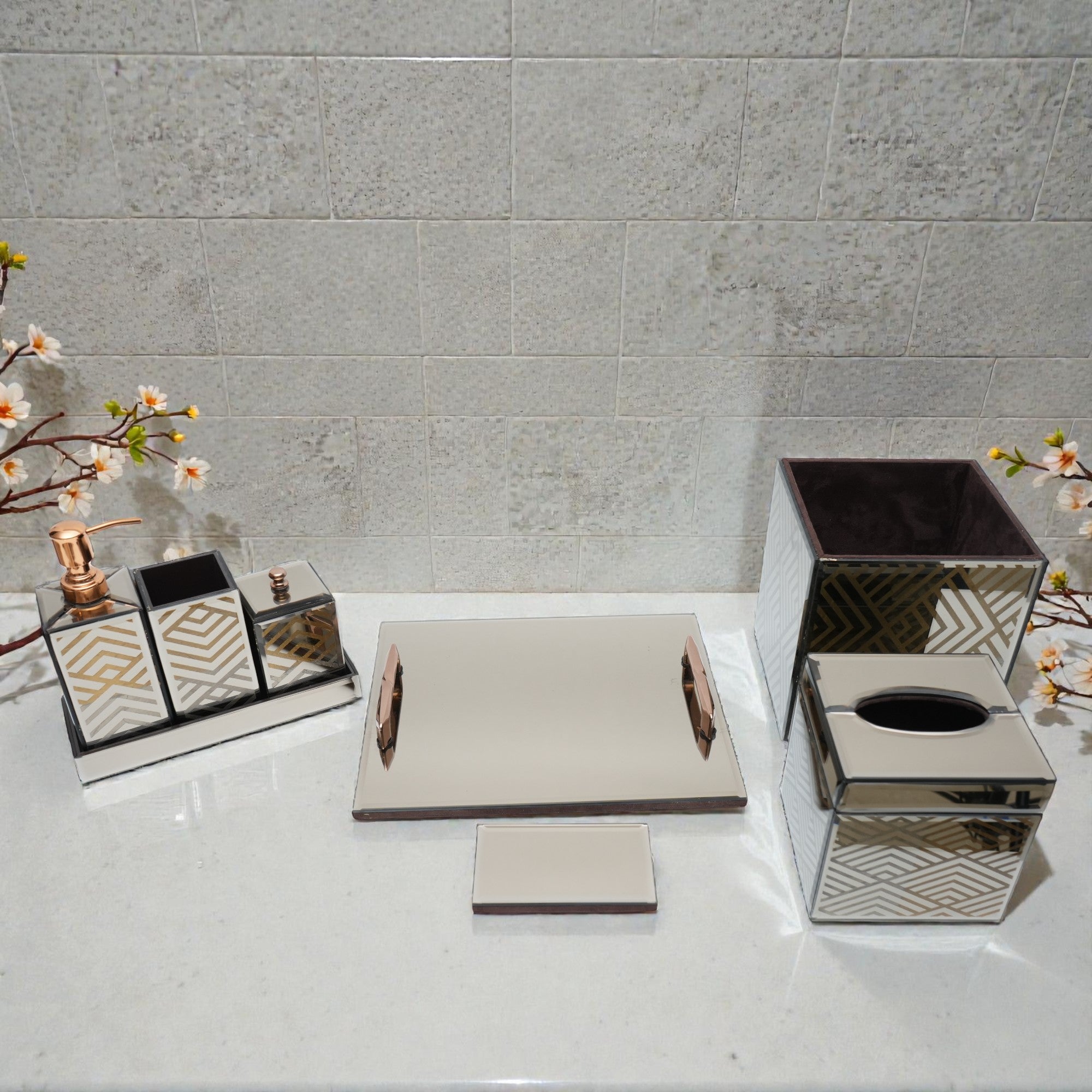  Modern Designer 8-Pieces Bathroom Accessory Set 