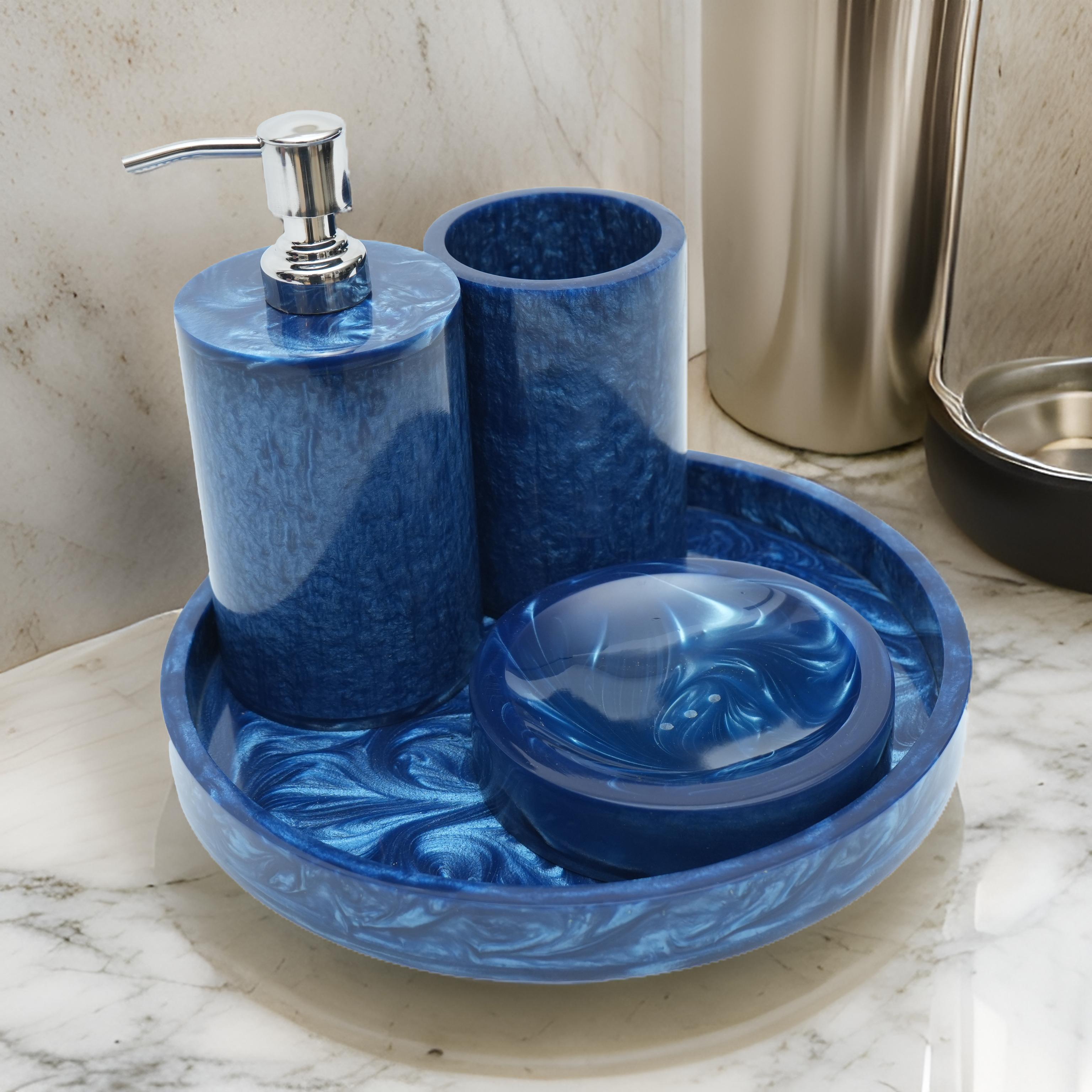 Premium Bathroom Accessory Set of 5 Pieces (Blue Color)
