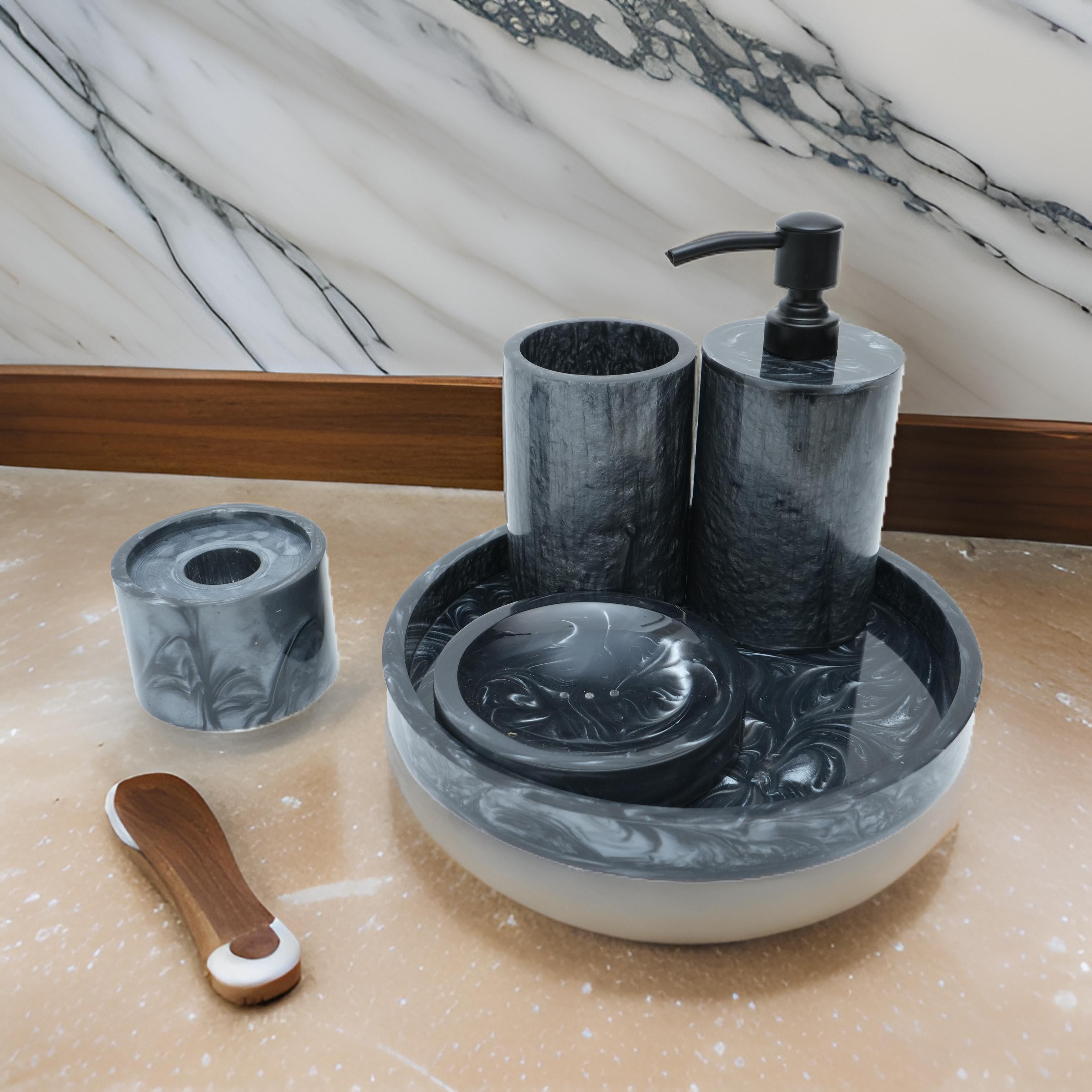 Luxury Bathroom Accessory Set of 5 Pieces (Black Color)