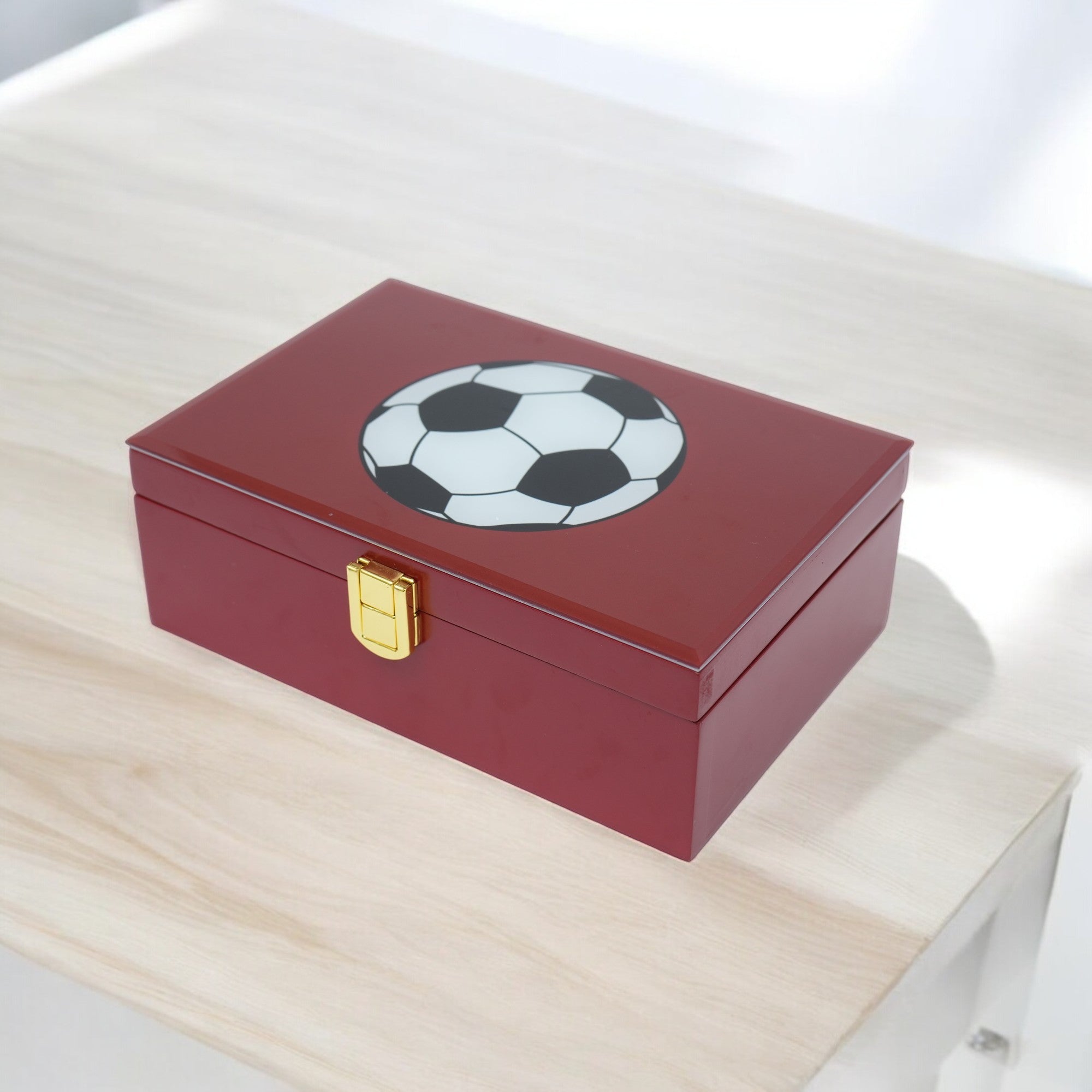 Football Design Lacquered Glass Storage Box