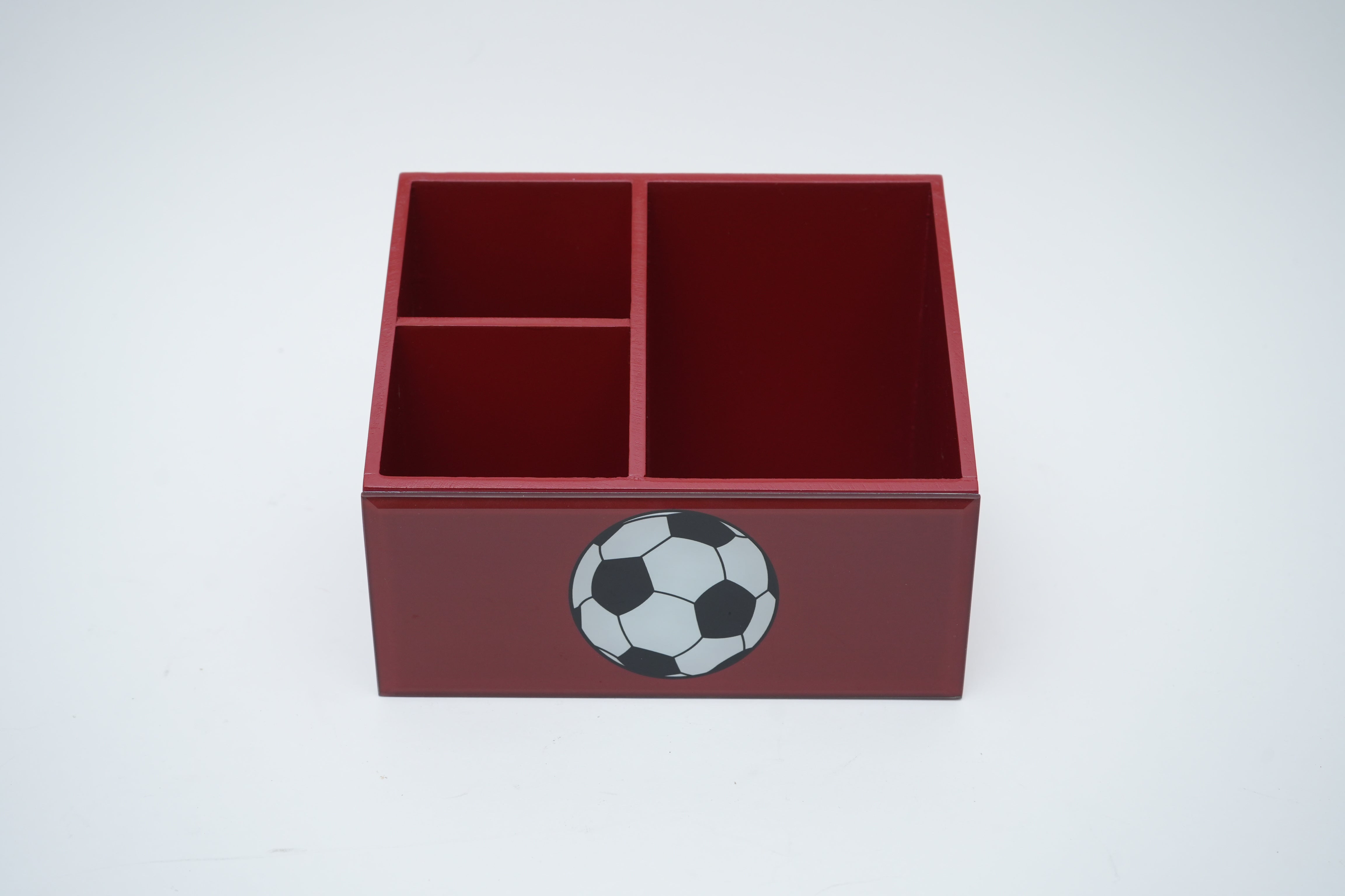 Premium Glass Stationery Desk Organizer with Football Design