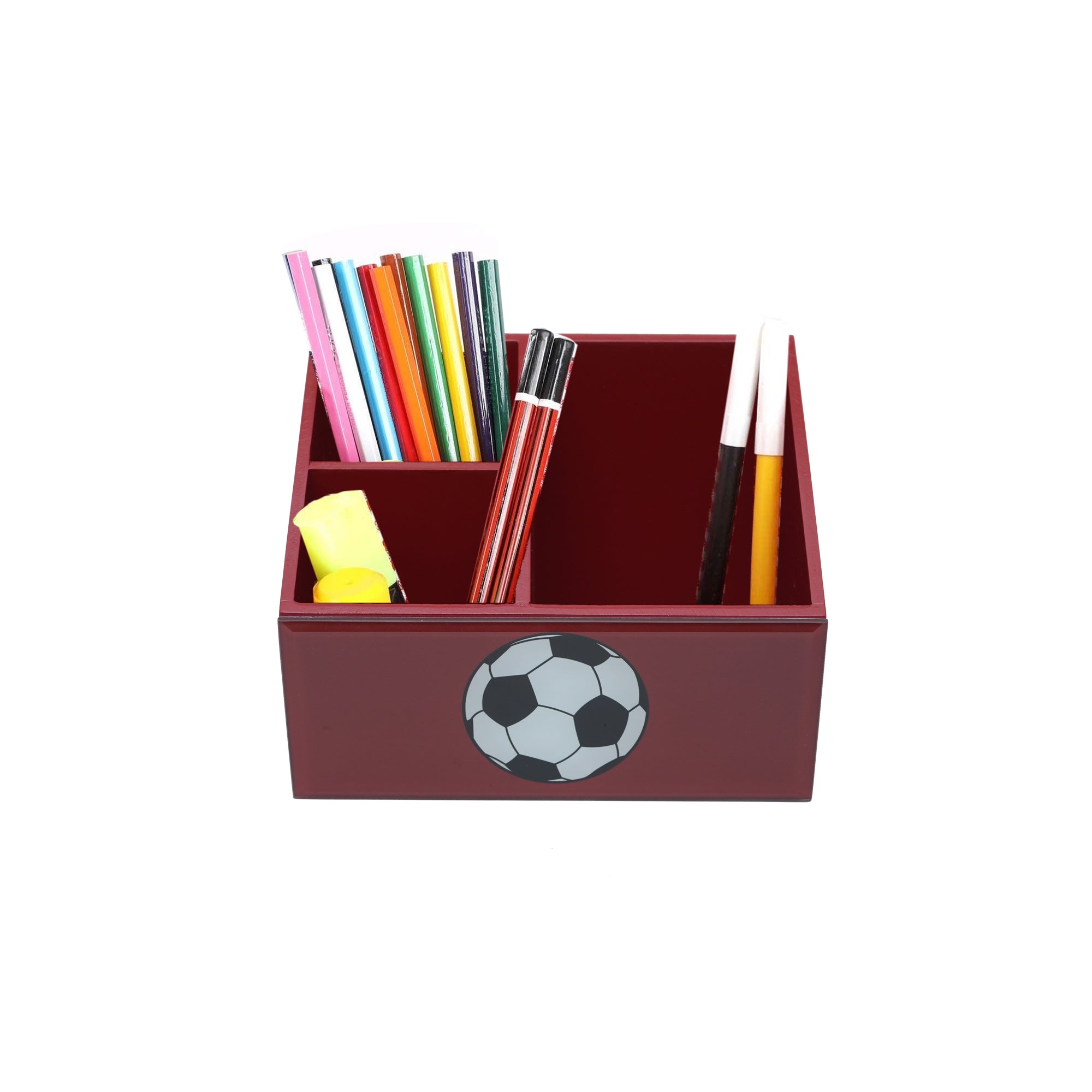 Premium Glass Stationery Desk Organizer with Football Design