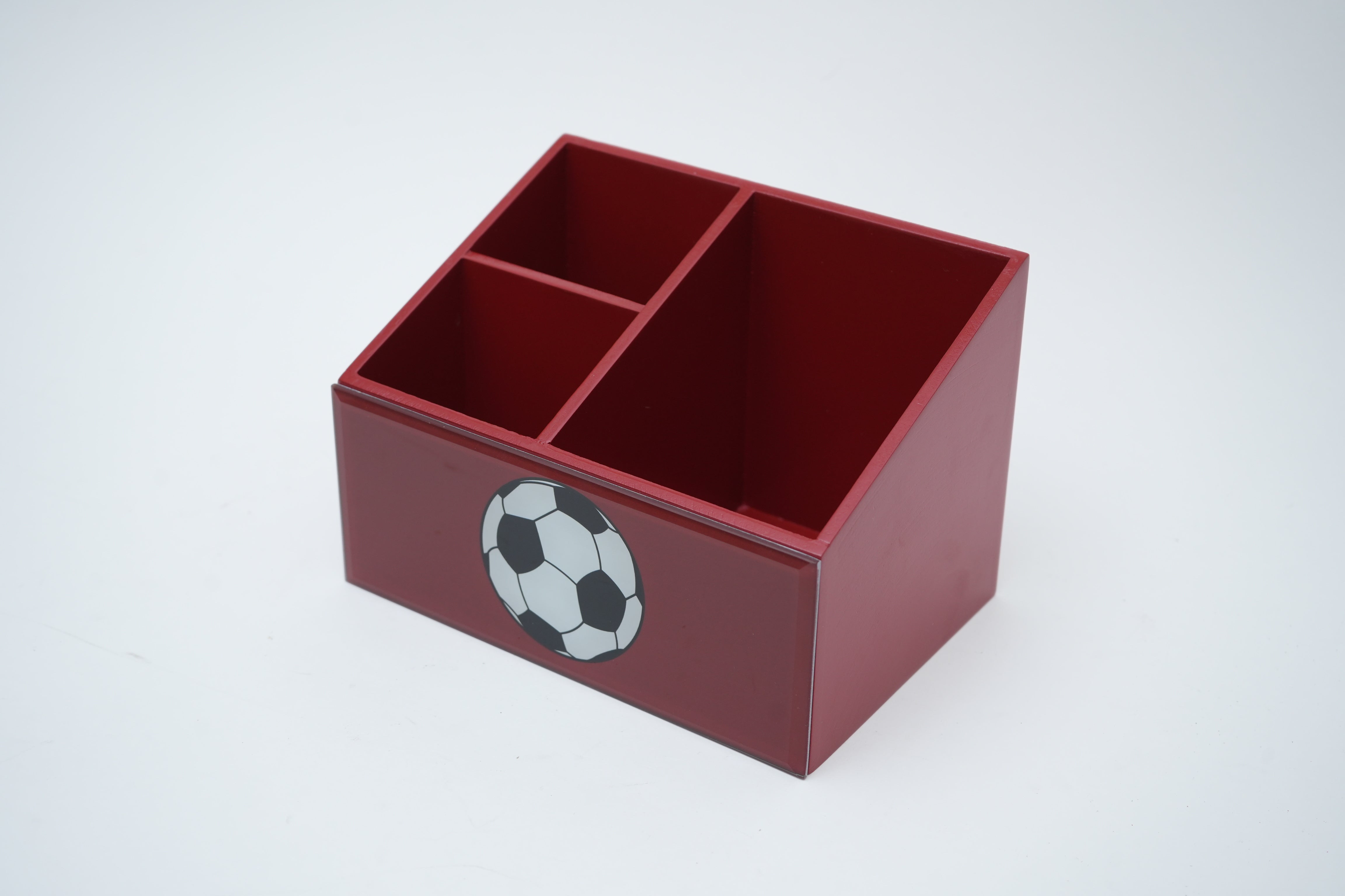 Premium Glass Stationery Desk Organizer with Football Design