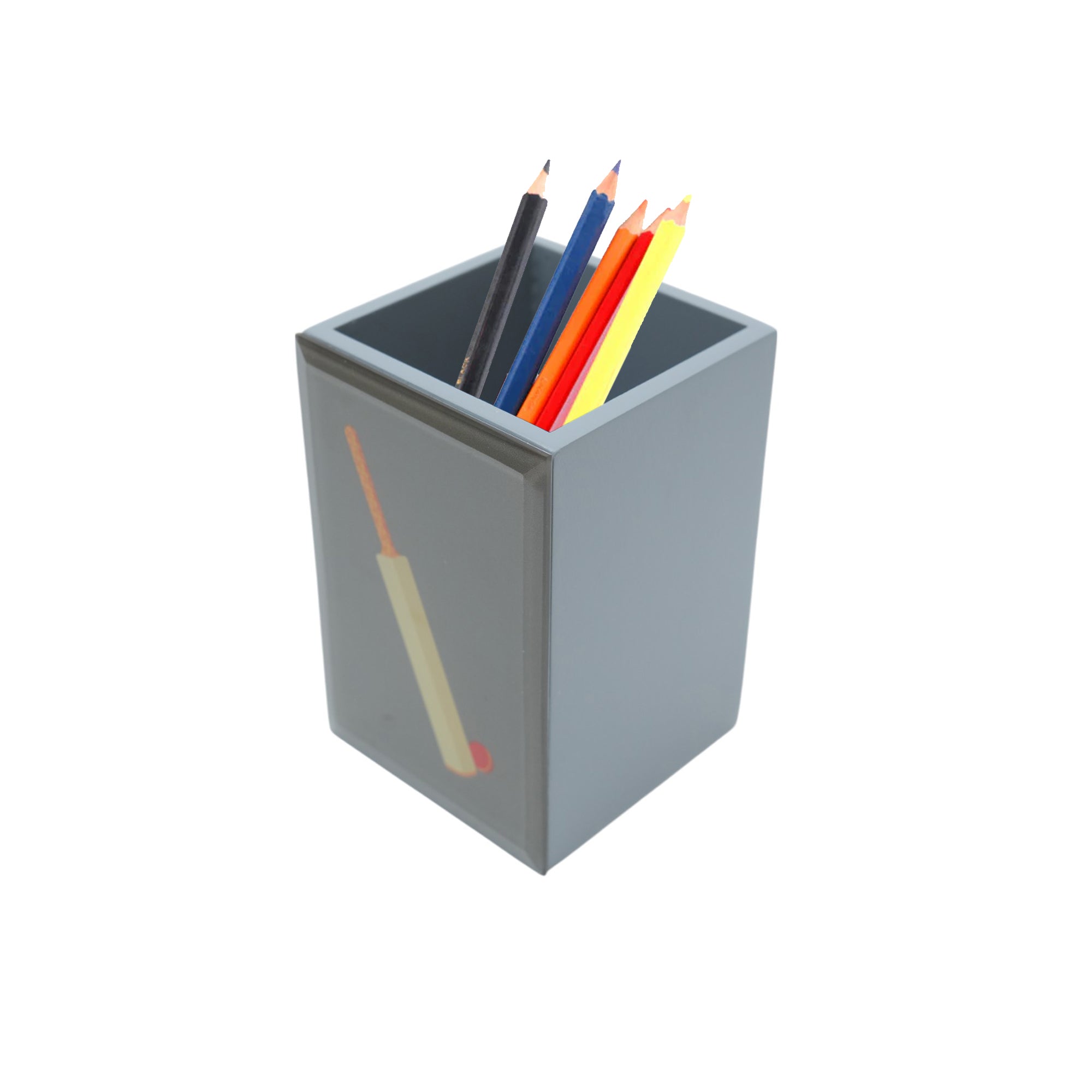 Premium Glass Pen Holder with Cricket Bat Design