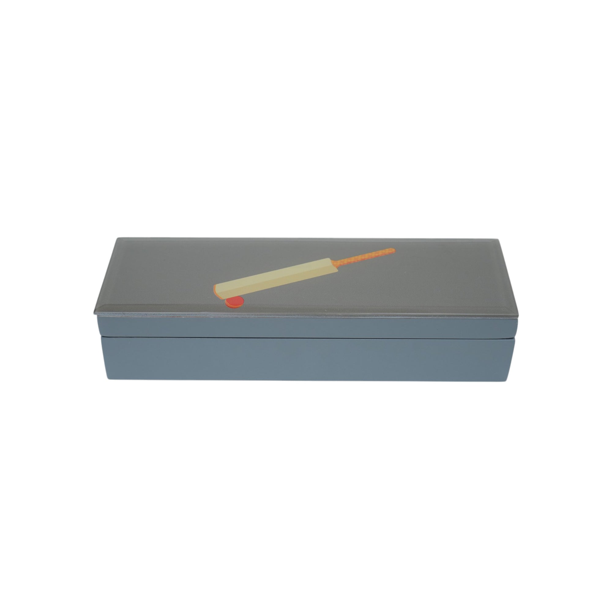 Premium Glass Pen Box with Cricket Bat Design