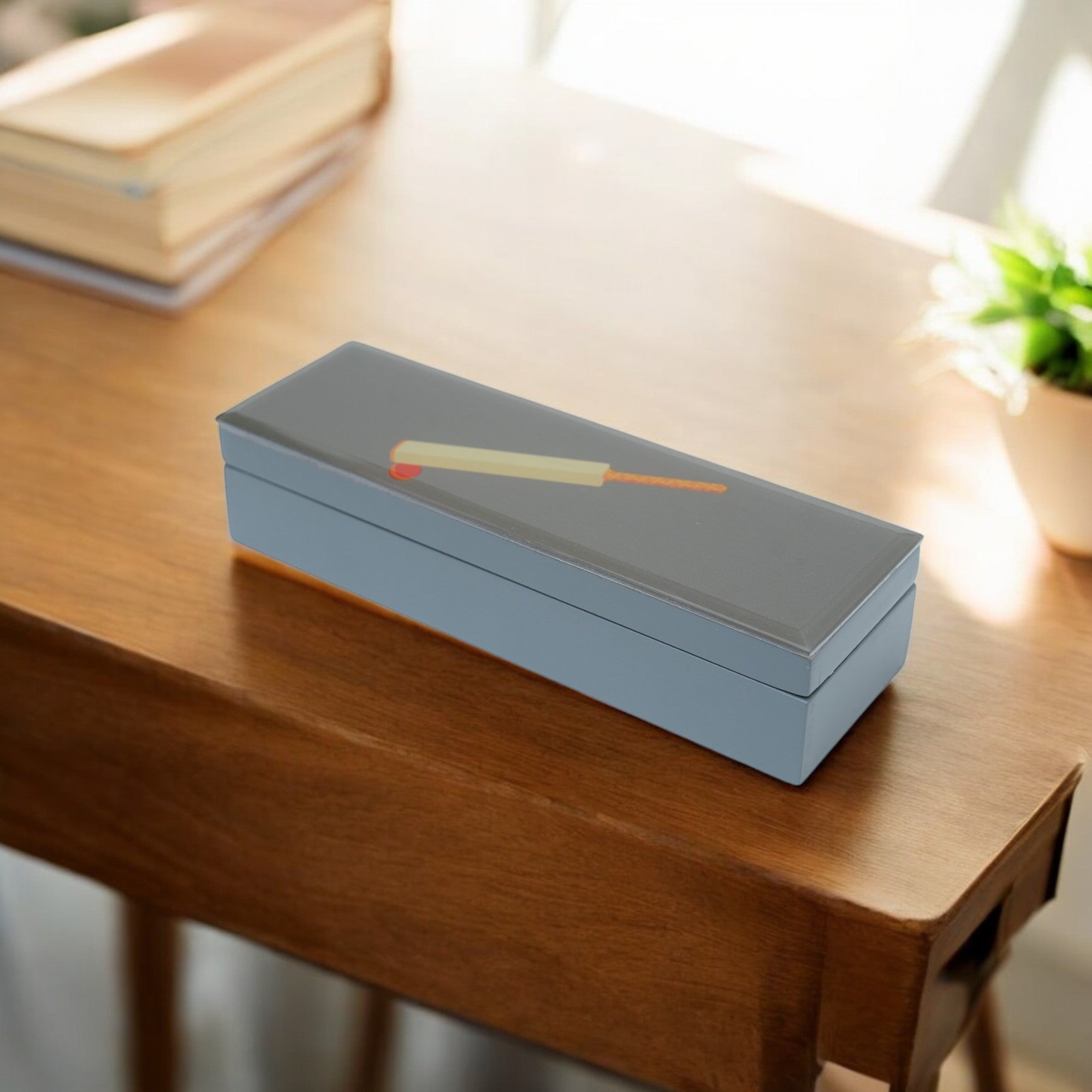 Premium Glass Pen Box with Cricket Bat Design