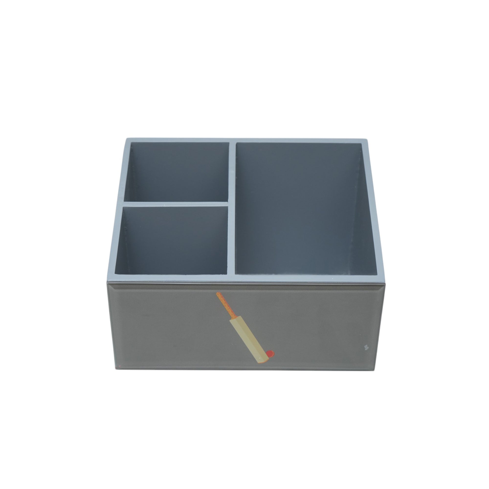 Premium Glass Stationery Desk Organizer with  Cricket Bat Design