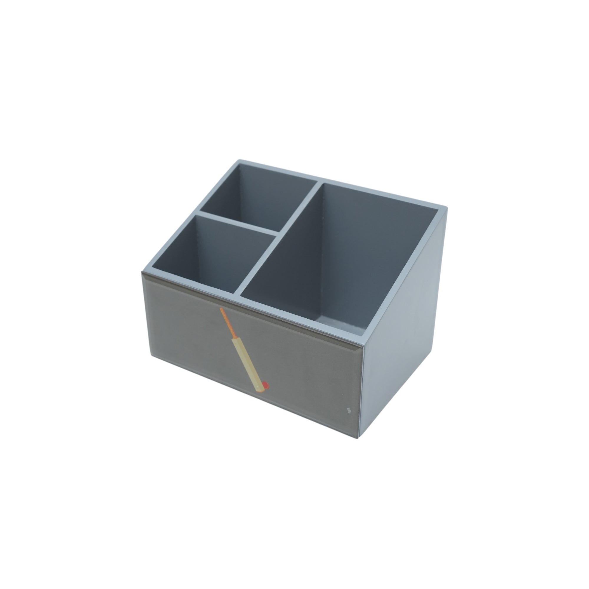 Premium Glass Stationery Desk Organizer with  Cricket Bat Design