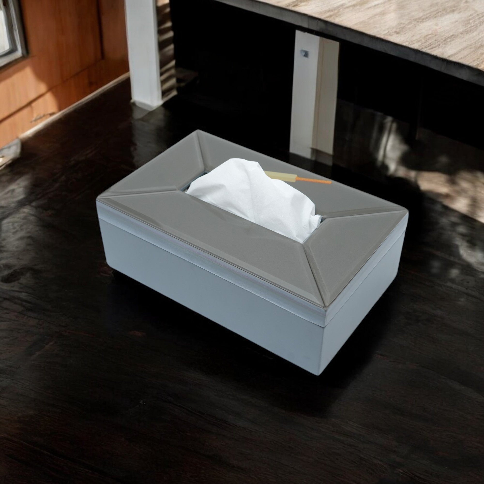 Premium Glass Tissue Box Holder with Cricket Bat Design