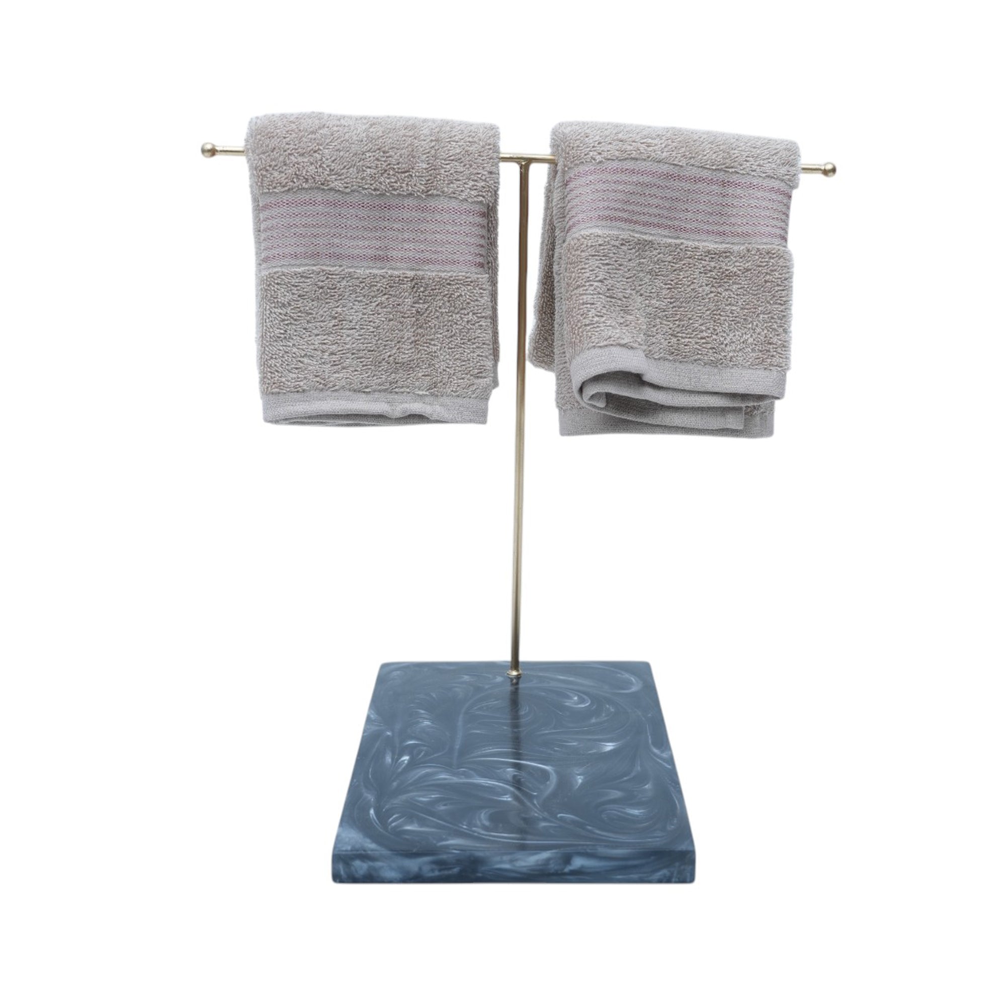  Premium T-Metal Towel Stand With Black Resin Base 