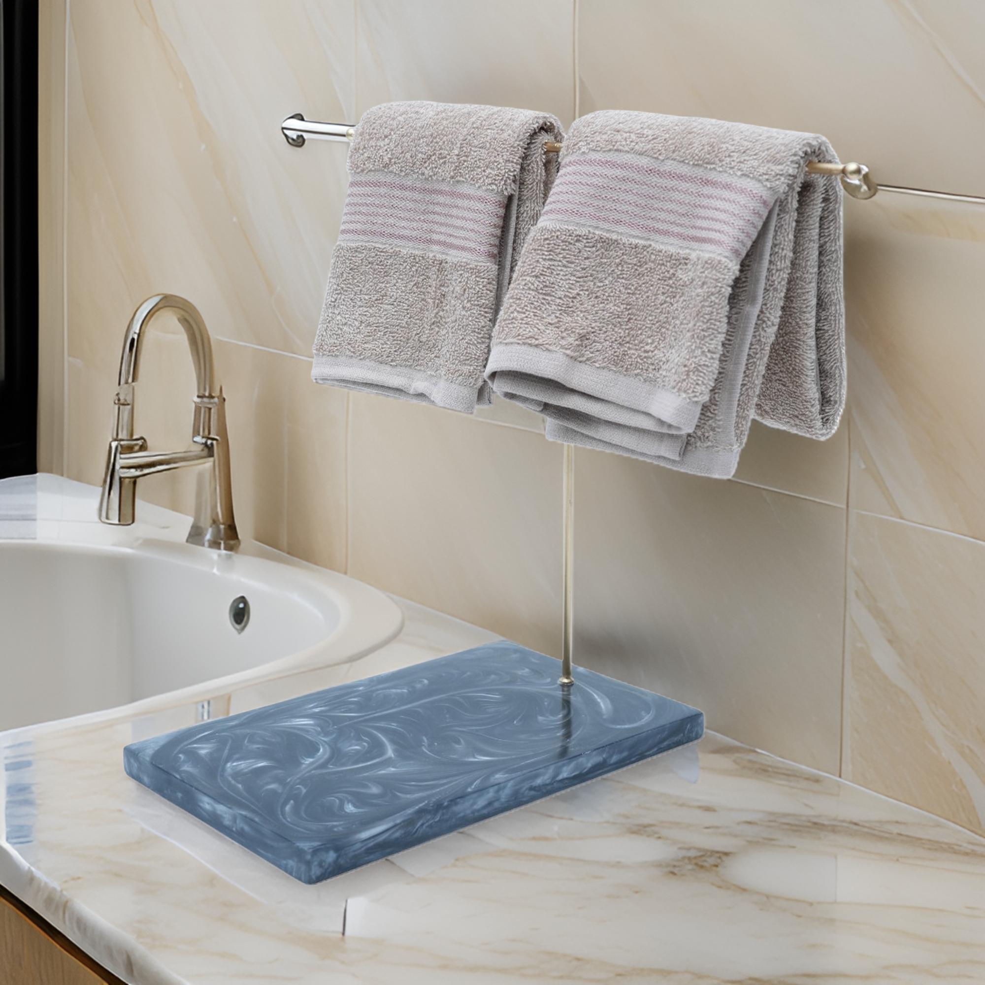  Premium T-Metal Towel Stand With Black Resin Base 