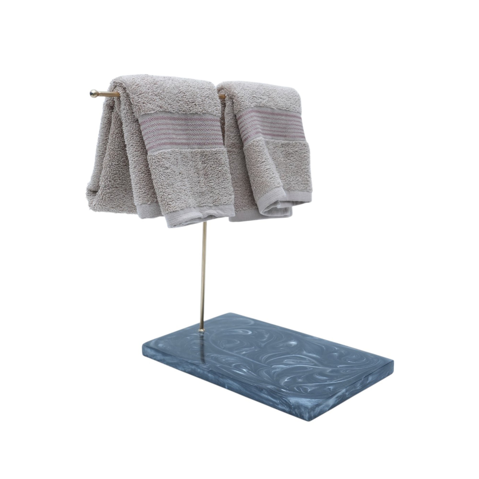 Premium T-Metal Towel Stand With Black Resin Base