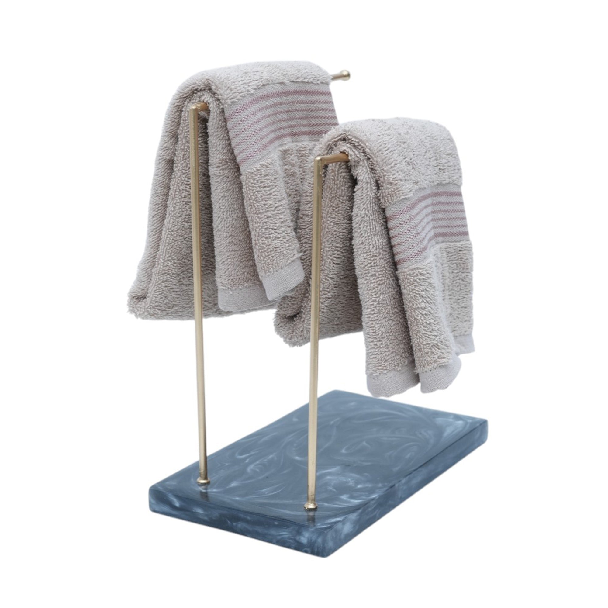 Luxury Dual Gold Metal Towel Stand With Black Resin Base