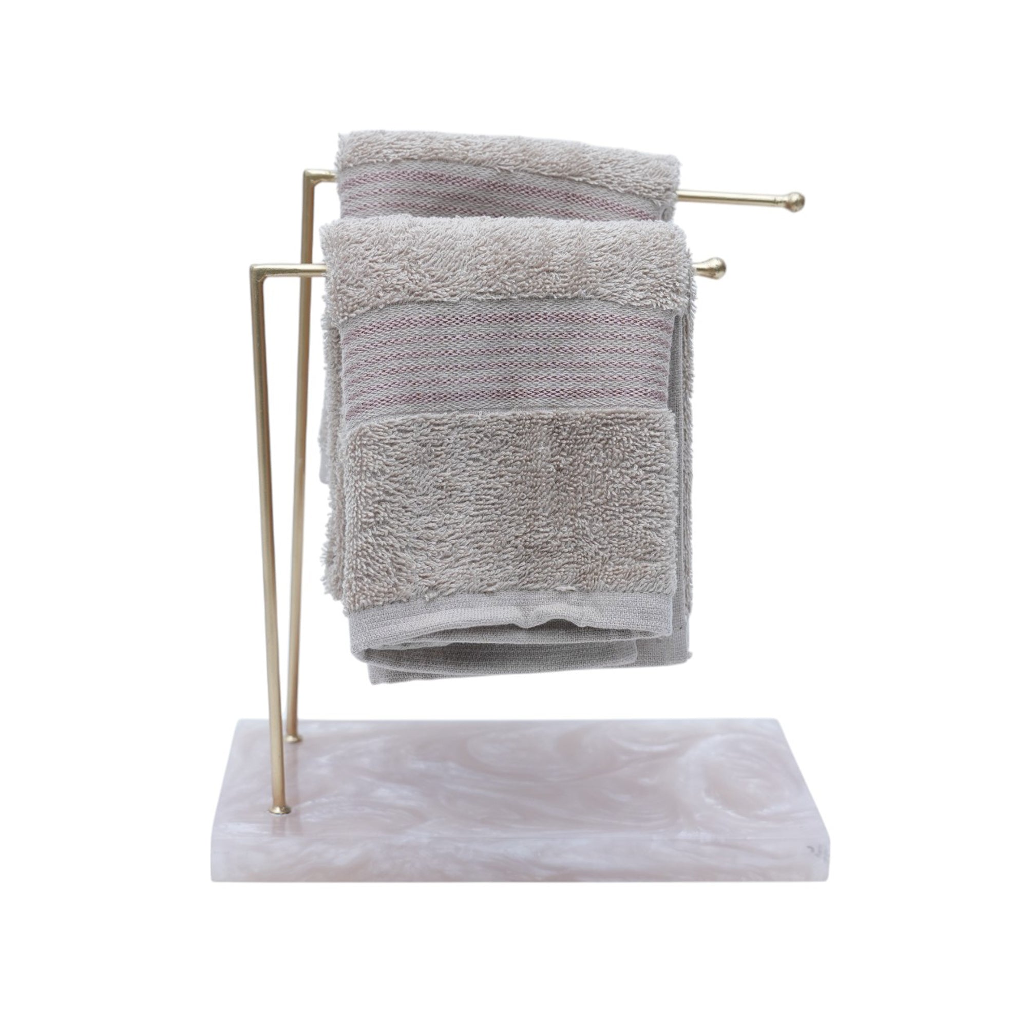 Luxury Dual Gold Metal Towel Stand With Ivory Resin Base