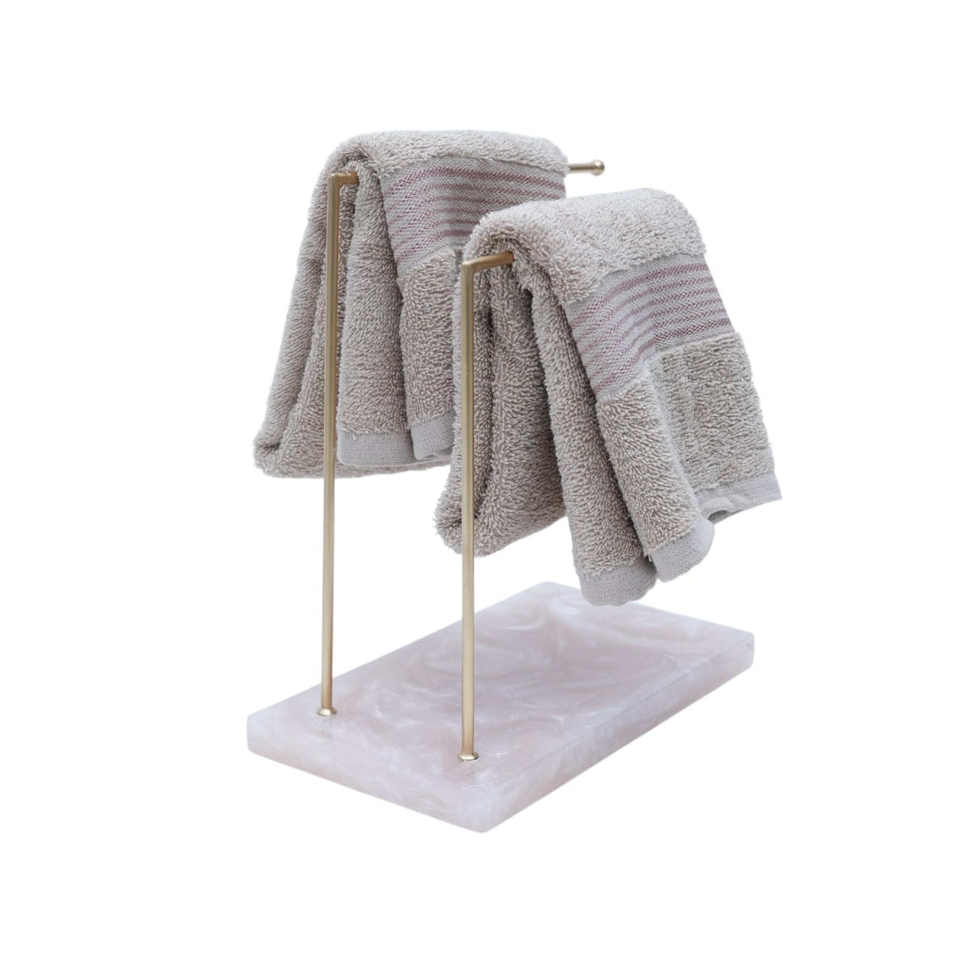 Luxury Dual Gold Metal Towel Stand With Ivory Resin Base