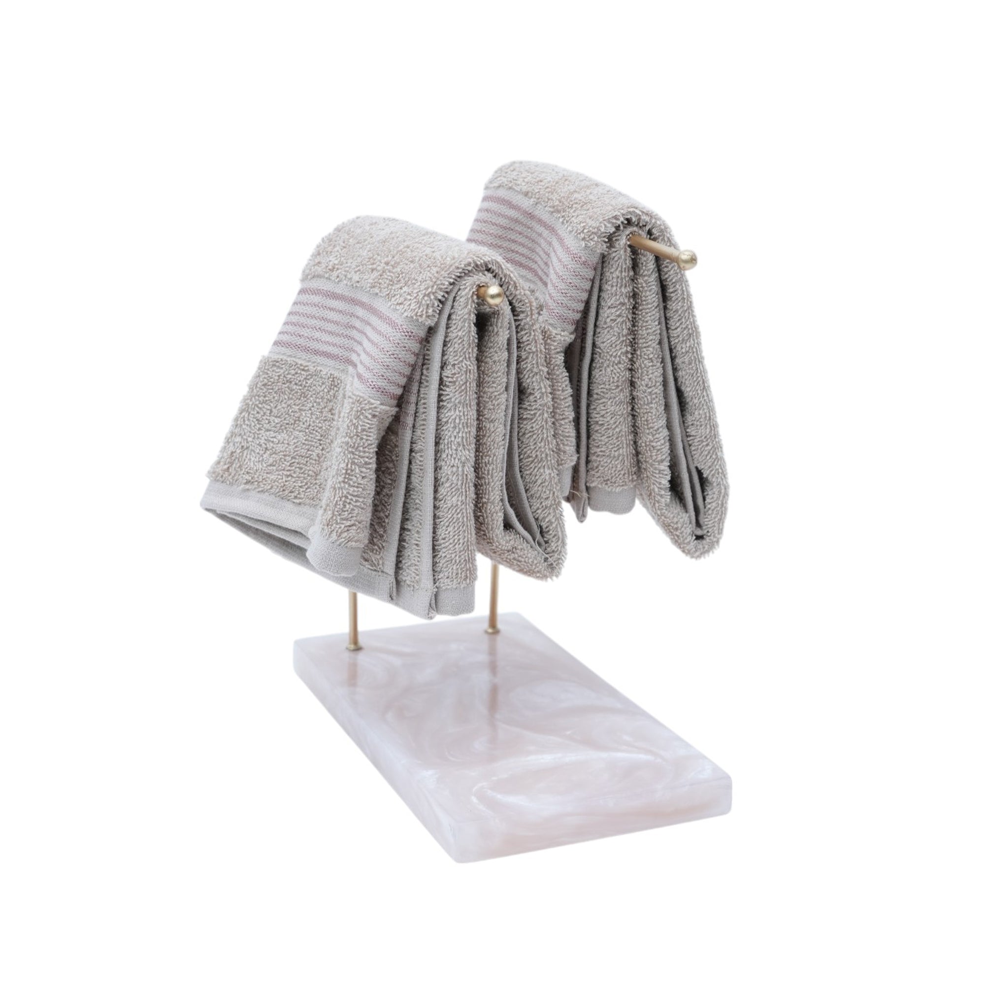 Luxury Dual Gold Metal Towel Stand With Ivory Resin Base