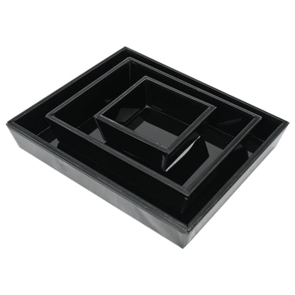 Set of 3 Black Glass Tray