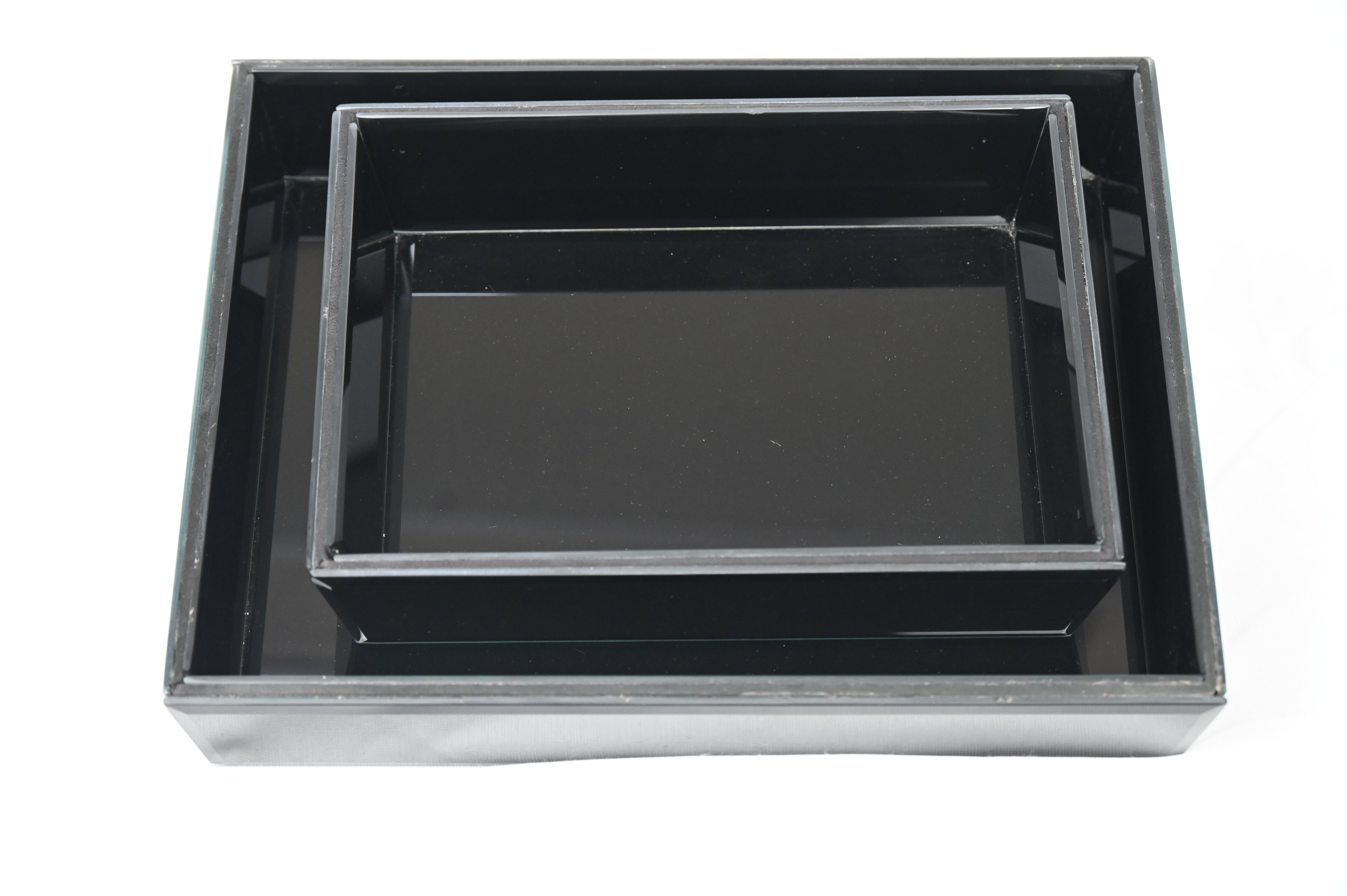 Luxury Black Glass Tray Set of Two