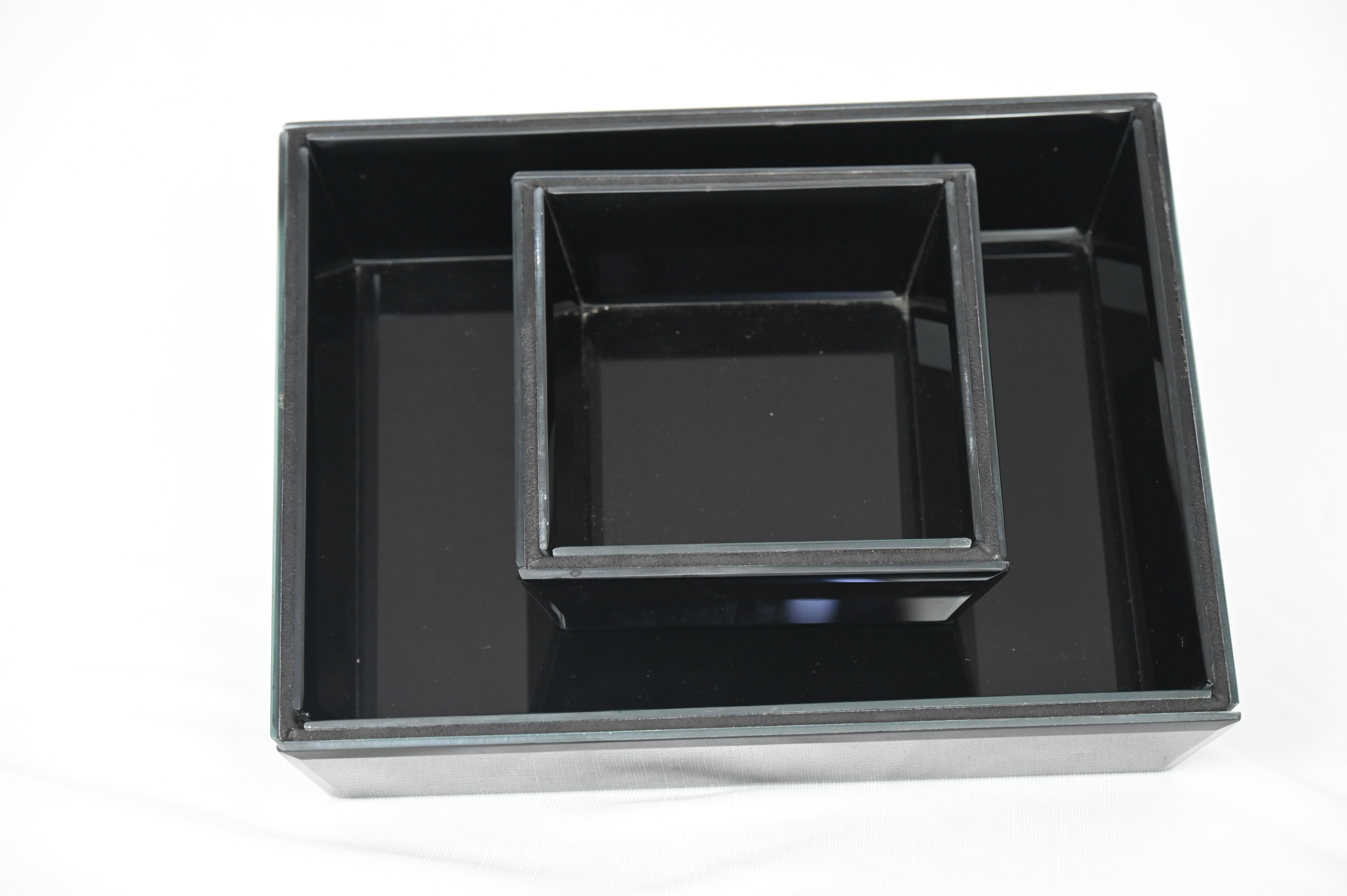 Luxury Black Glass Tray Set of Two