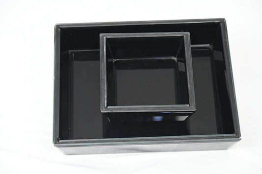 Set of 2 Black Glass Tray