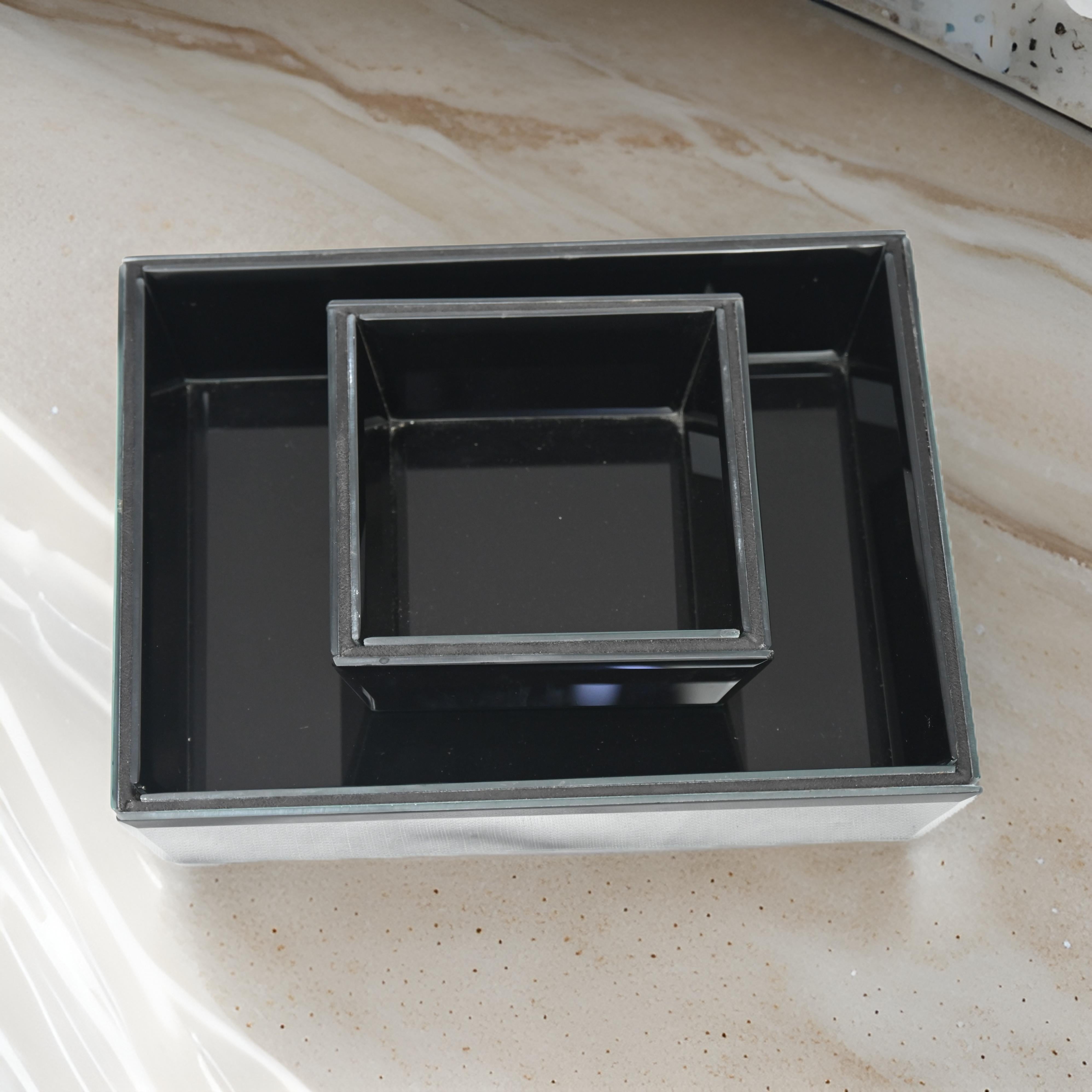Luxury Black Glass Tray Set of Two