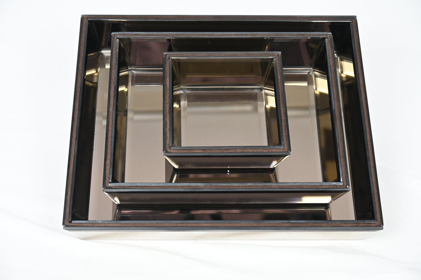 Set of 3 Brown Glass Tray