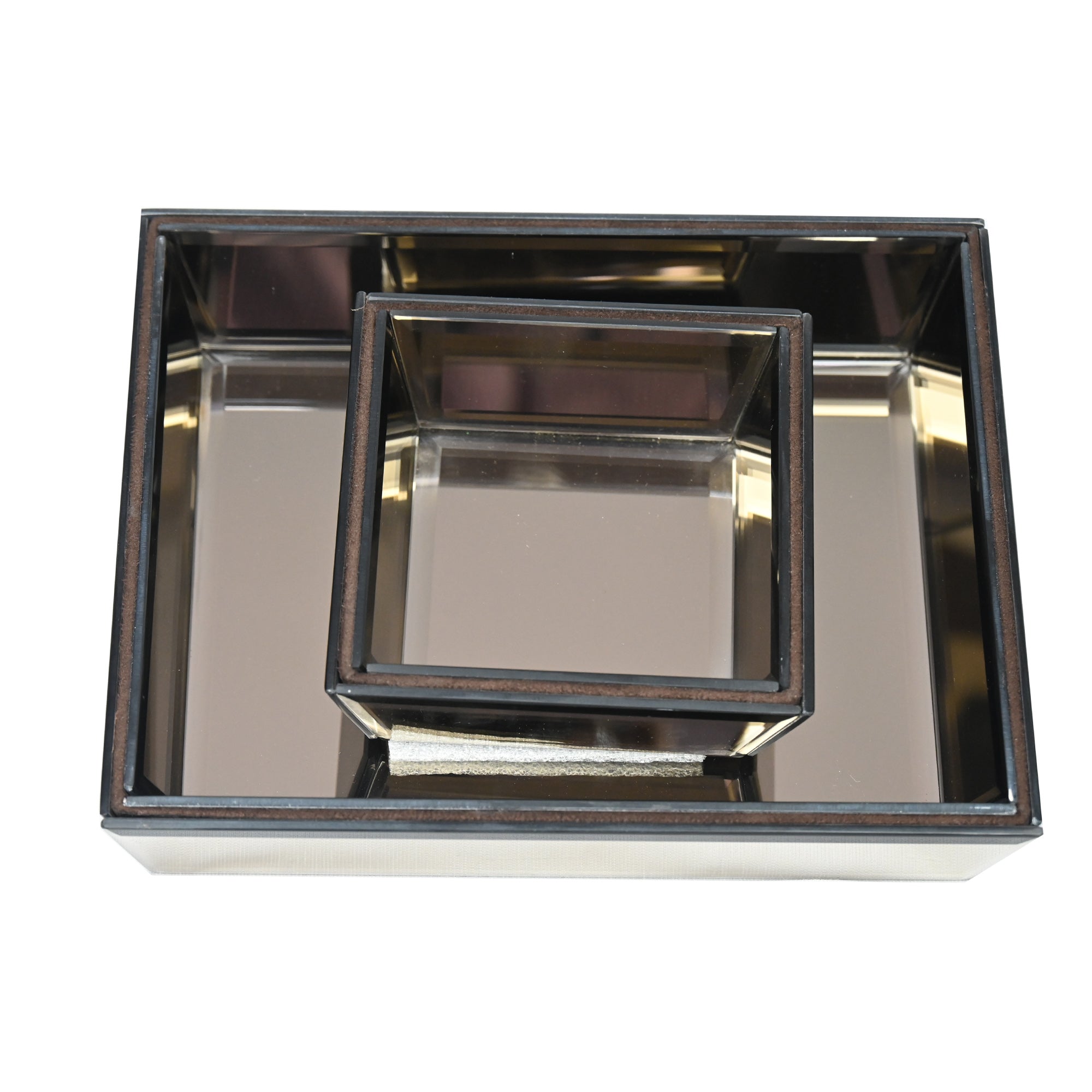 Luxury Brown Glass Tray Set of Two