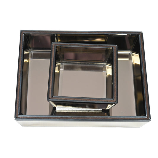 Set of 2 Brown Glass Tray